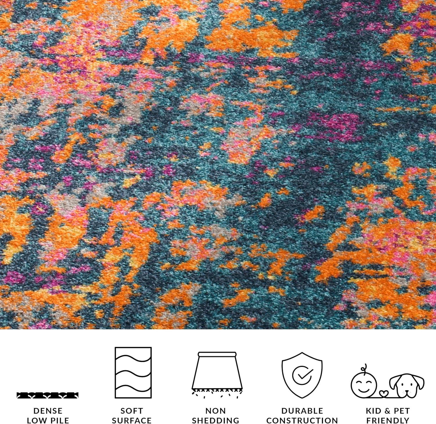 image:imageSAFAVIEH Area Rug 8x10 Madison Collection Large Ivory amp Blue Modern Boho Abstract Design NonShedding amp Easy Cleaning Ideal for Living Room Bedroom Office Dining Space MAD143BBlueOrange