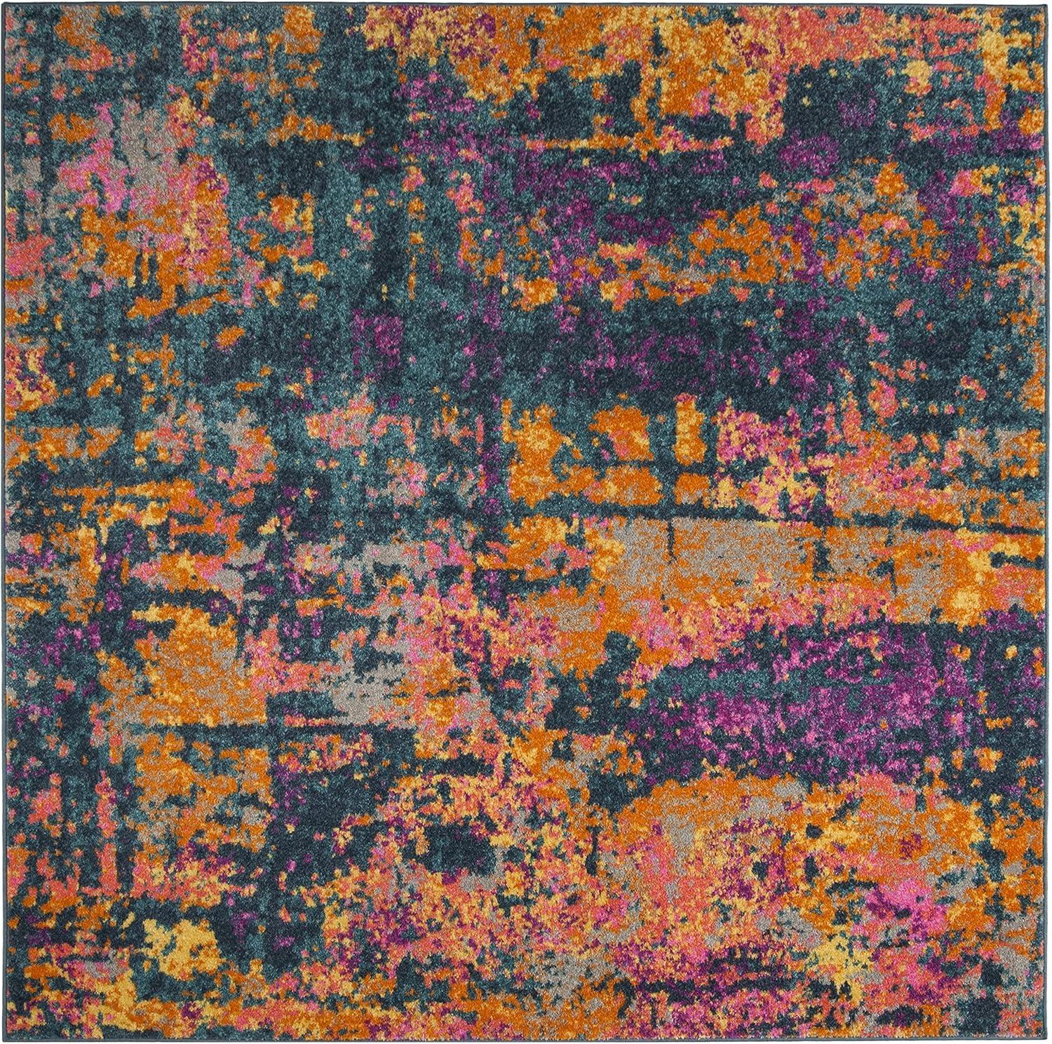image:imageSAFAVIEH Area Rug 8x10 Madison Collection Large Ivory amp Blue Modern Boho Abstract Design NonShedding amp Easy Cleaning Ideal for Living Room Bedroom Office Dining Space MAD143BBlueOrange