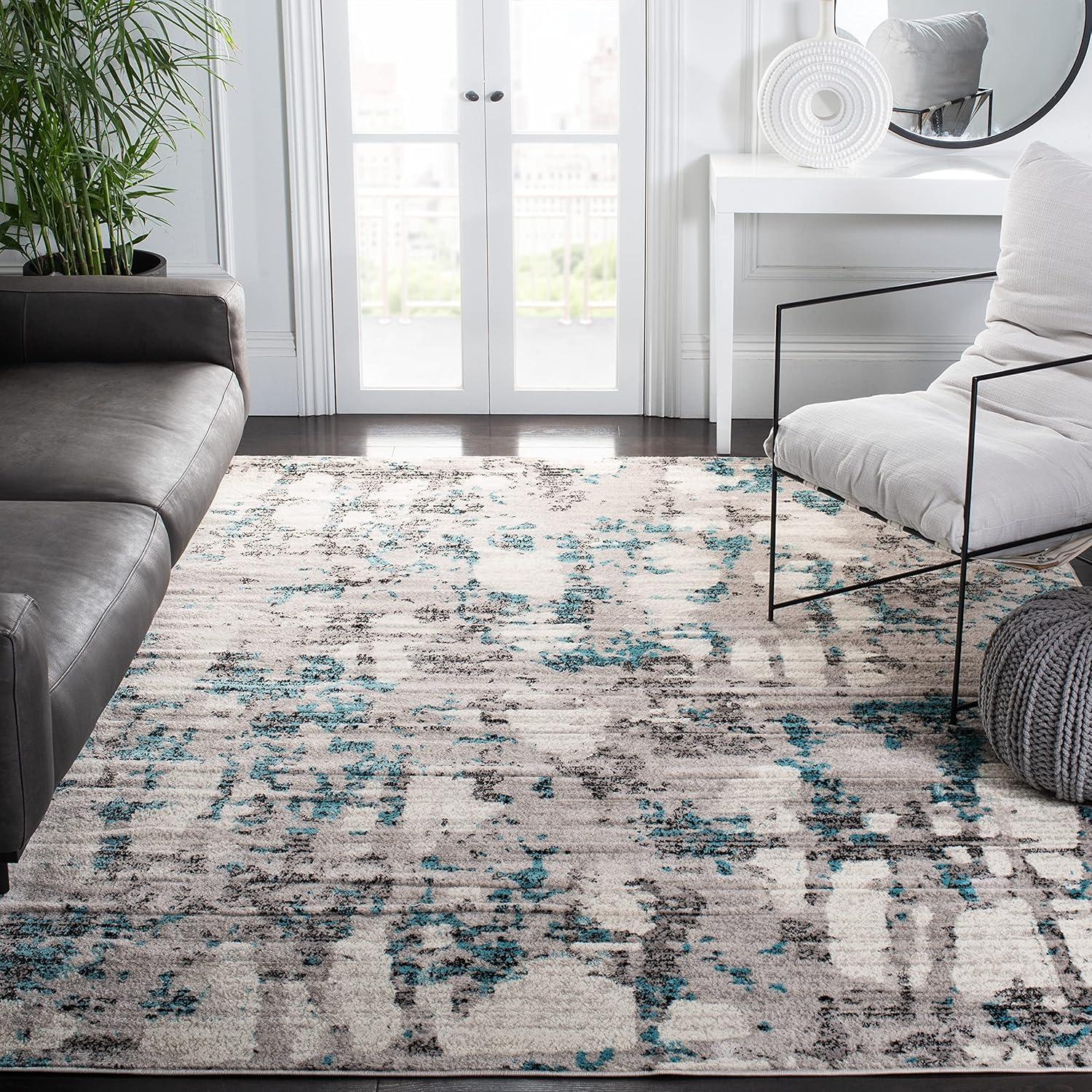 image:imageSAFAVIEH Area Rug 8x10 Skyler Collection Large Grey amp Purple Modern Abstract Design NonShedding amp Easy Cleaning Ideal for Living Room Bedroom Office Dining Space SKY193RGreyBlue