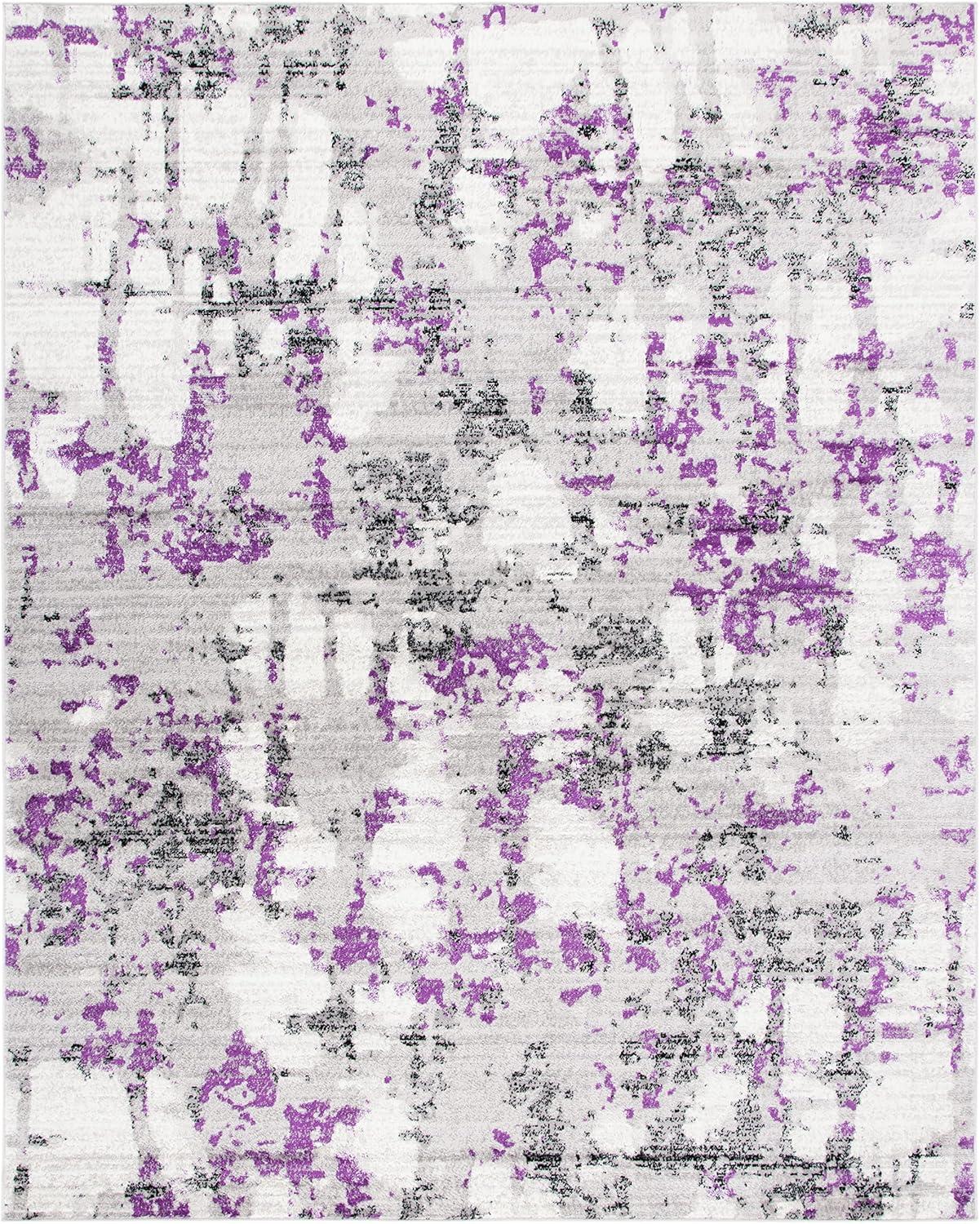 image:imageSAFAVIEH Area Rug 8x10 Skyler Collection Large Grey amp Purple Modern Abstract Design NonShedding amp Easy Cleaning Ideal for Living Room Bedroom Office Dining Space SKY193RGreyPurple