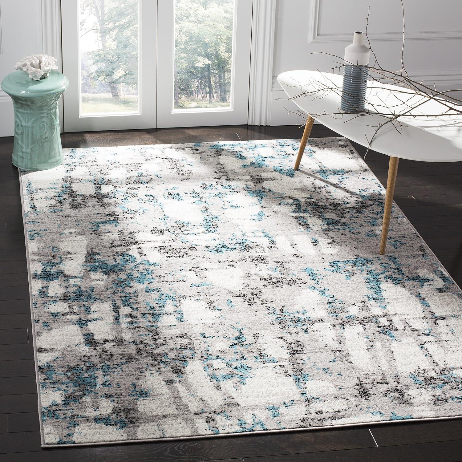 image:imageSAFAVIEH Area Rug 8x10 Skyler Collection Large Grey amp Purple Modern Abstract Design NonShedding amp Easy Cleaning Ideal for Living Room Bedroom Office Dining Space SKY193RGreyBlue