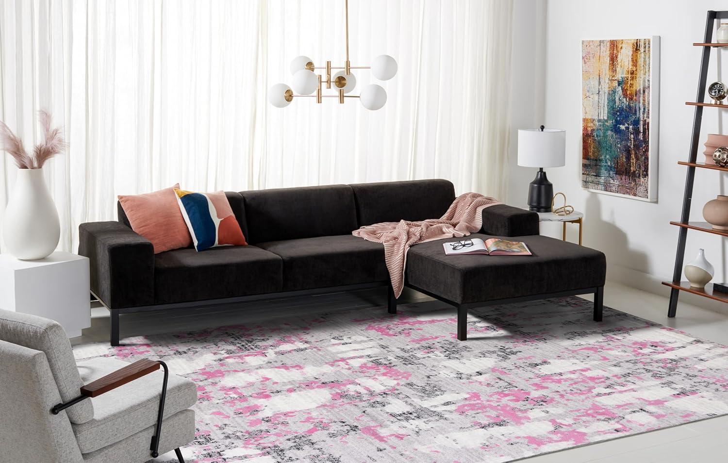 image:imageSAFAVIEH Area Rug 8x10 Skyler Collection Large Grey amp Purple Modern Abstract Design NonShedding amp Easy Cleaning Ideal for Living Room Bedroom Office Dining Space SKY193RGreyPink