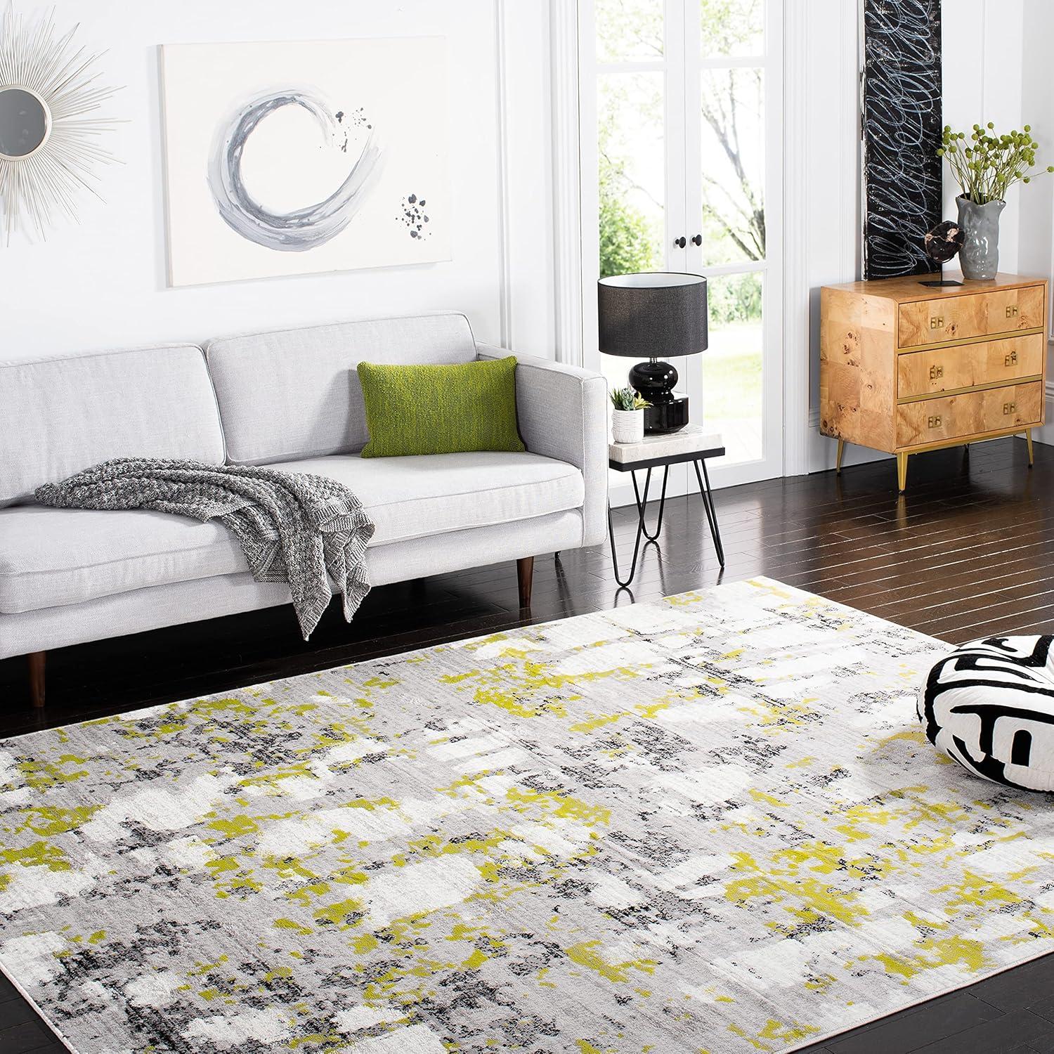 image:imageSAFAVIEH Area Rug 8x10 Skyler Collection Large Grey amp Purple Modern Abstract Design NonShedding amp Easy Cleaning Ideal for Living Room Bedroom Office Dining Space SKY193RGreyGreen