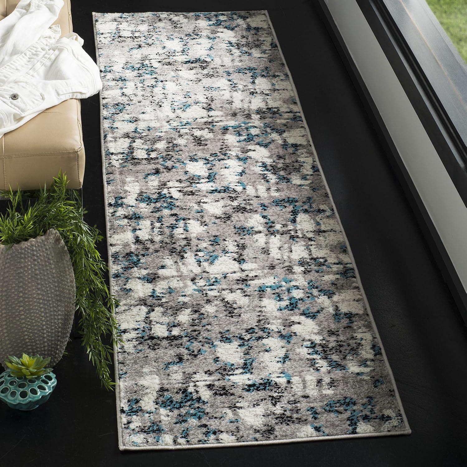 image:imageSAFAVIEH Area Rug 8x10 Skyler Collection Large Grey amp Purple Modern Abstract Design NonShedding amp Easy Cleaning Ideal for Living Room Bedroom Office Dining Space SKY193RGreyBlue