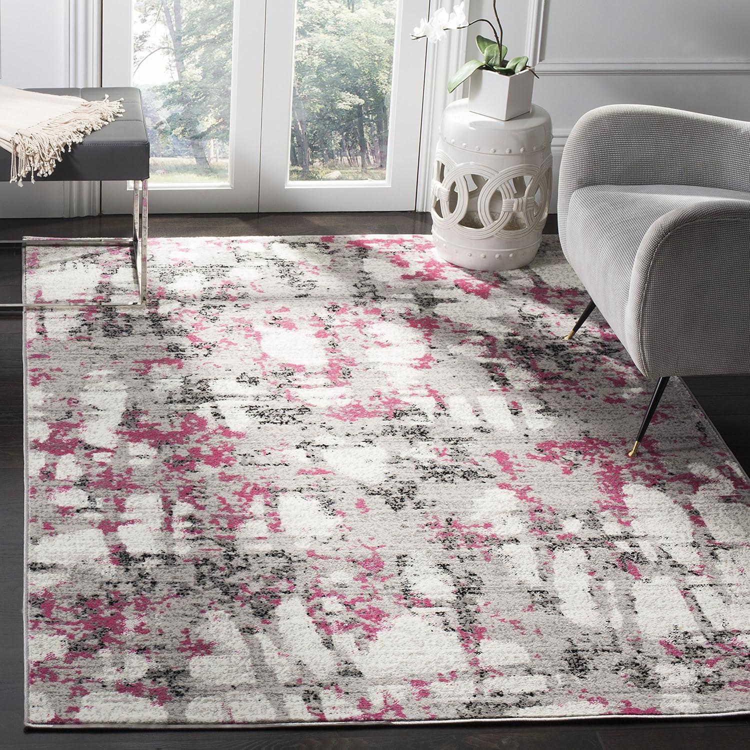 image:imageSAFAVIEH Area Rug 8x10 Skyler Collection Large Grey amp Purple Modern Abstract Design NonShedding amp Easy Cleaning Ideal for Living Room Bedroom Office Dining Space SKY193RGreyPink