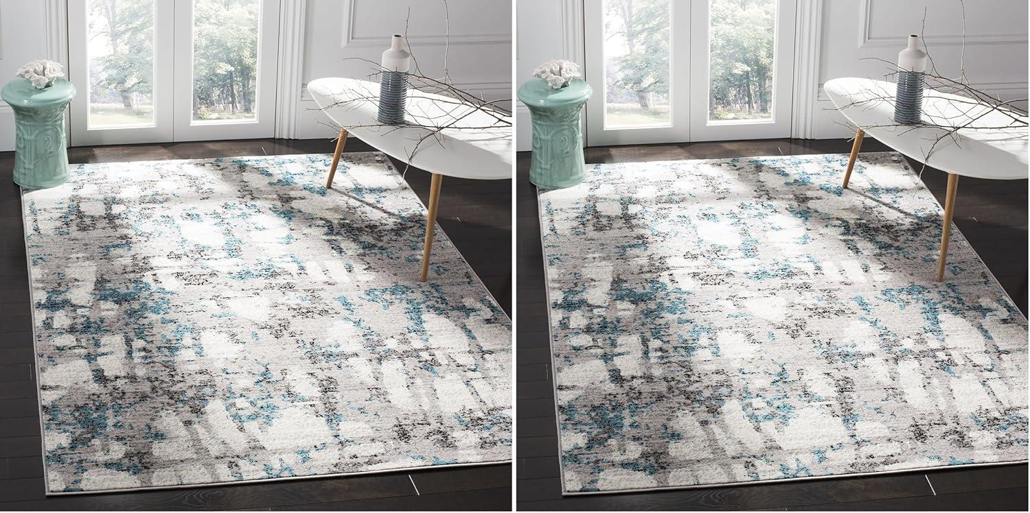 image:imageSAFAVIEH Area Rug 8x10 Skyler Collection Large Grey amp Purple Modern Abstract Design NonShedding amp Easy Cleaning Ideal for Living Room Bedroom Office Dining Space SKY193RGreyBlue