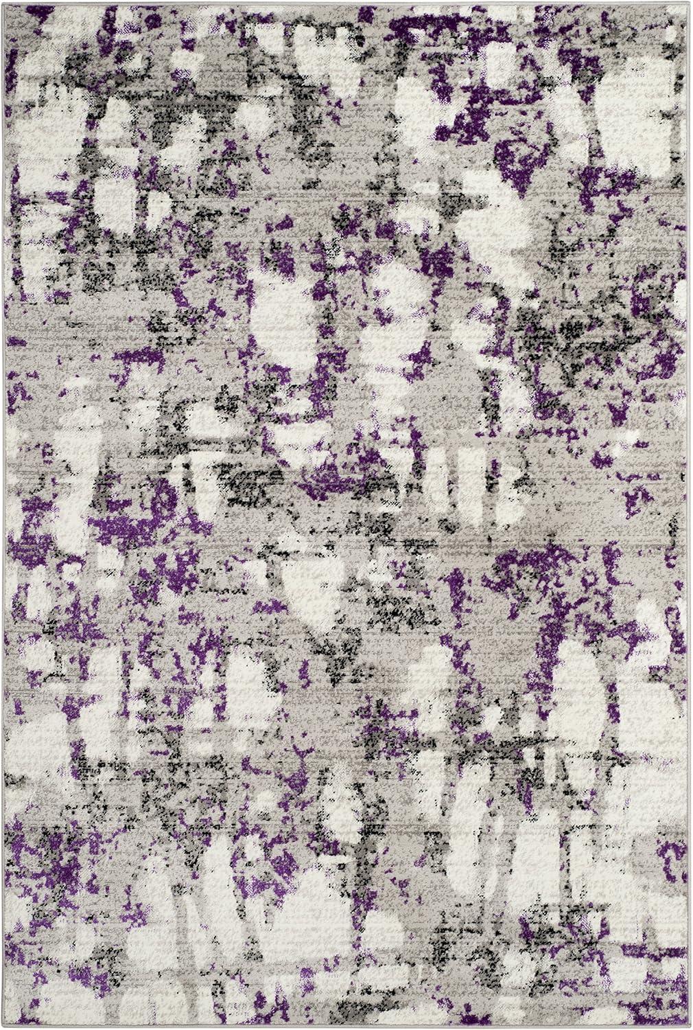 image:imageSAFAVIEH Area Rug 8x10 Skyler Collection Large Grey amp Purple Modern Abstract Design NonShedding amp Easy Cleaning Ideal for Living Room Bedroom Office Dining Space SKY193RGreyPurple
