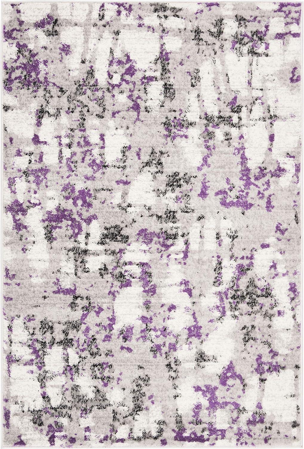 image:imageSAFAVIEH Area Rug 8x10 Skyler Collection Large Grey amp Purple Modern Abstract Design NonShedding amp Easy Cleaning Ideal for Living Room Bedroom Office Dining Space SKY193RGreyPurple