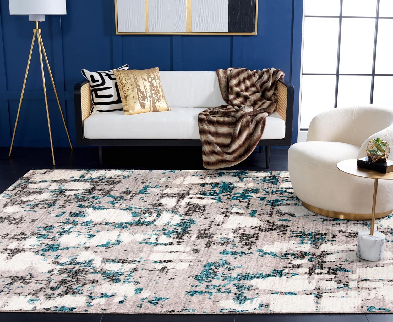 image:imageSAFAVIEH Area Rug 8x10 Skyler Collection Large Grey amp Purple Modern Abstract Design NonShedding amp Easy Cleaning Ideal for Living Room Bedroom Office Dining Space SKY193RGreyBlue