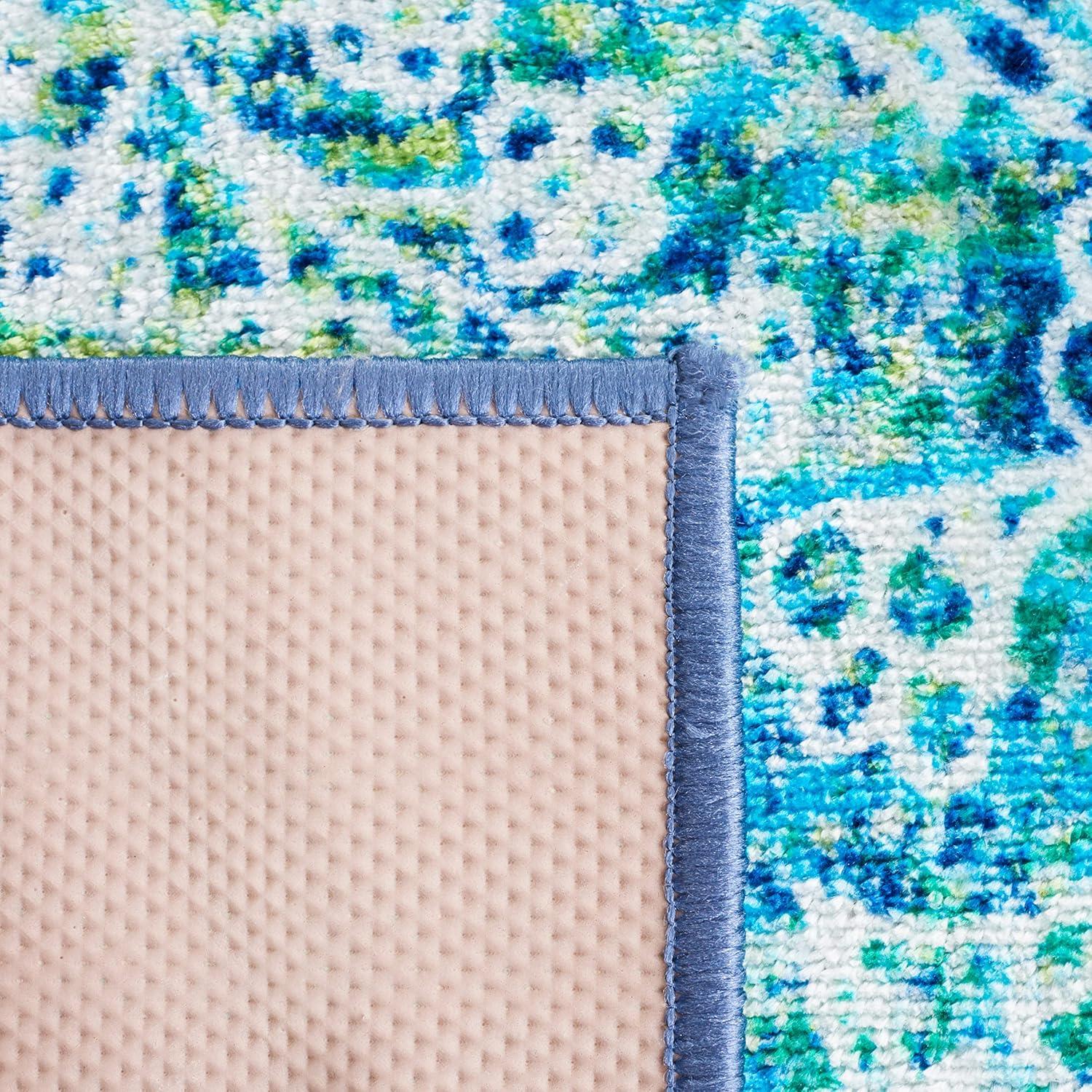 image:imageSAFAVIEH Bahia Collection Area Rug 55 x 77 Blue amp Green Boho Overdyed Design NonShedding amp Easy Care Machine Washable Ideal for High Traffic Areas in Living Room Bedroom BAH162MBlueGreen