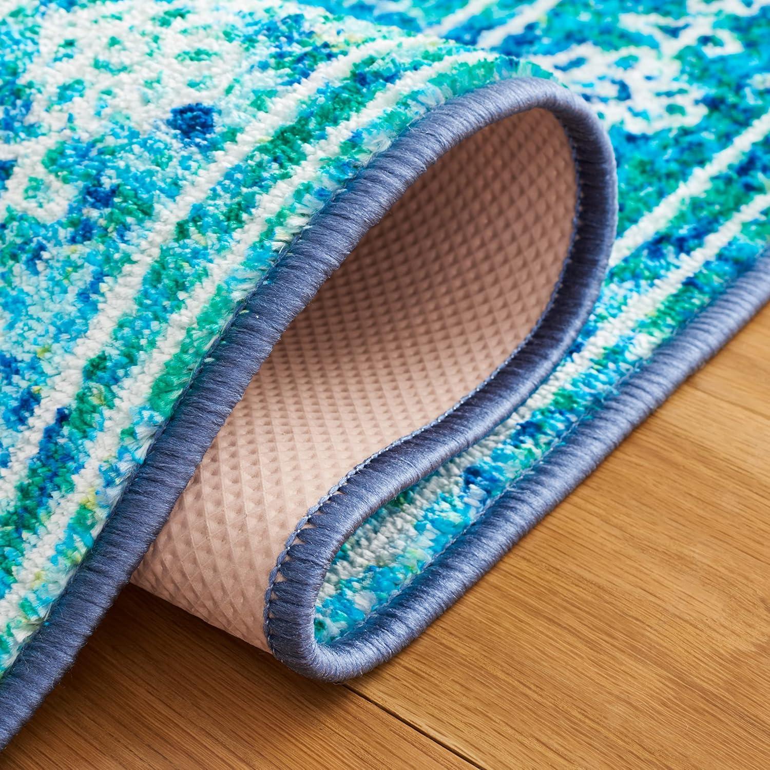 image:imageSAFAVIEH Bahia Collection Area Rug 55 x 77 Blue amp Green Boho Overdyed Design NonShedding amp Easy Care Machine Washable Ideal for High Traffic Areas in Living Room Bedroom BAH162MBlueGreen