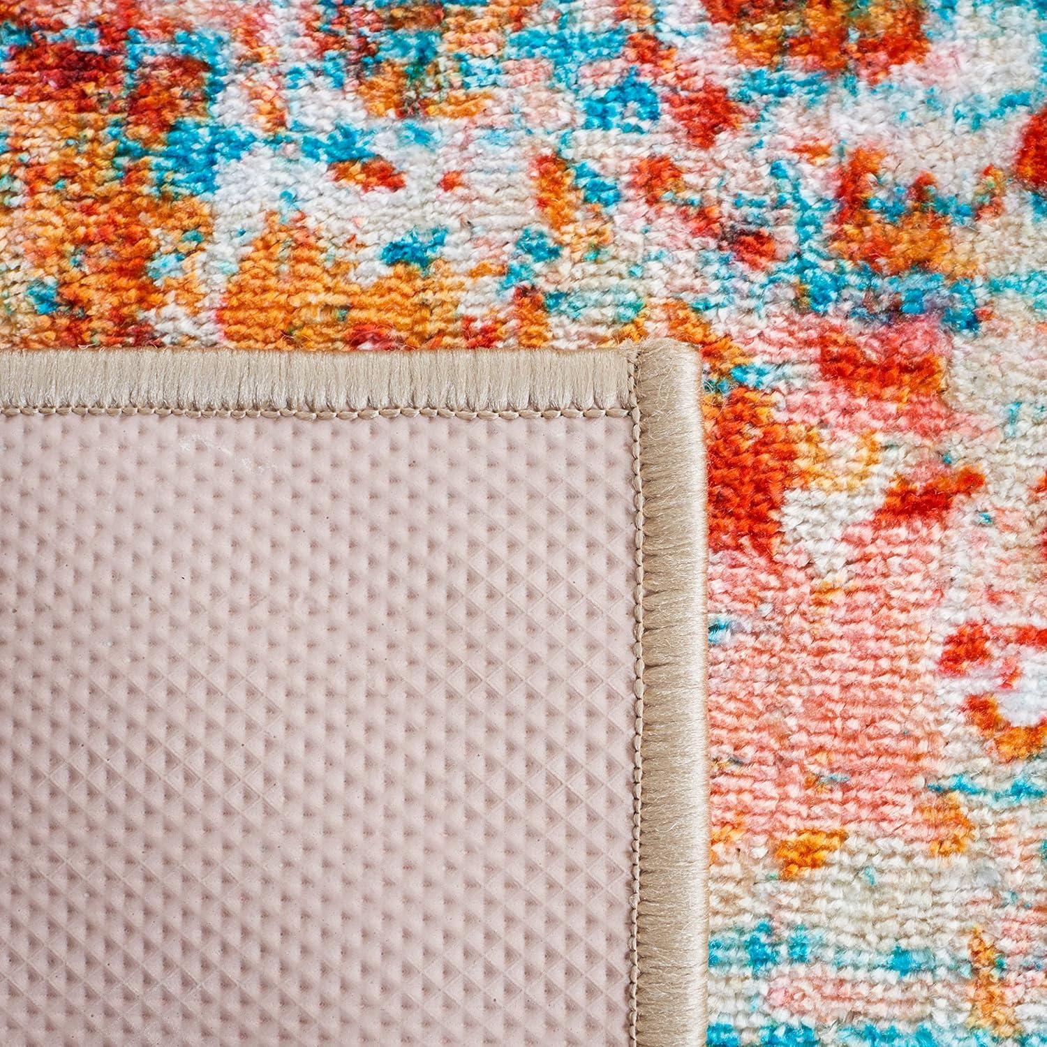image:imageSAFAVIEH Bahia Collection Area Rug 55 x 77 Light Blue amp Red Boho Overdyed Design NonShedding amp Easy Care Machine Washable Ideal for High Traffic Areas in Living Room Bedroom BAH164JLight BlueRed