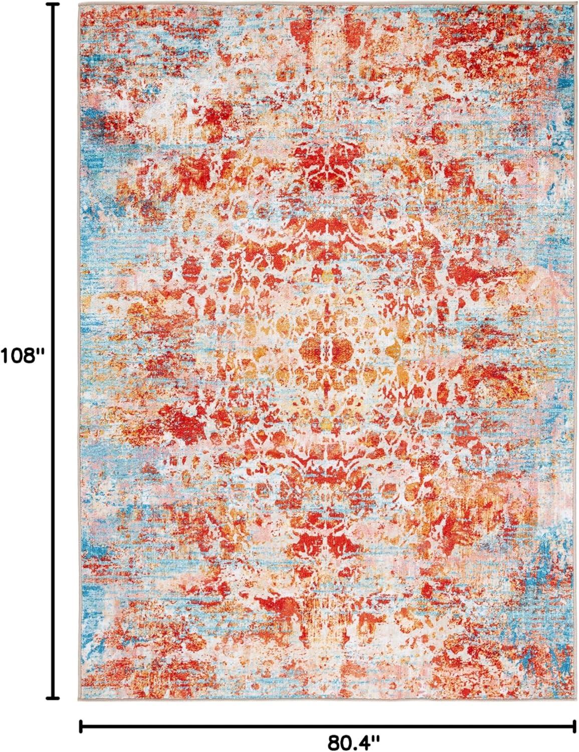 image:imageSAFAVIEH Bahia Collection Area Rug 55 x 77 Light Blue amp Red Boho Overdyed Design NonShedding amp Easy Care Machine Washable Ideal for High Traffic Areas in Living Room Bedroom BAH164JLight BlueRed