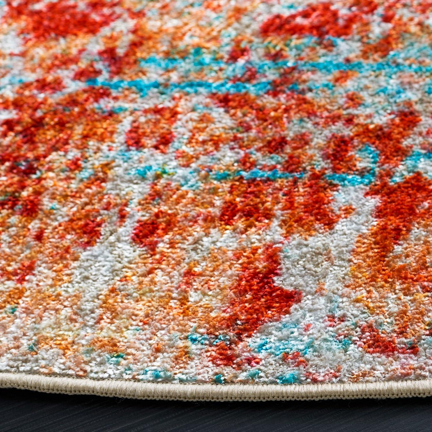 image:imageSAFAVIEH Bahia Collection Area Rug 55 x 77 Light Blue amp Red Boho Overdyed Design NonShedding amp Easy Care Machine Washable Ideal for High Traffic Areas in Living Room Bedroom BAH164JLight BlueRed