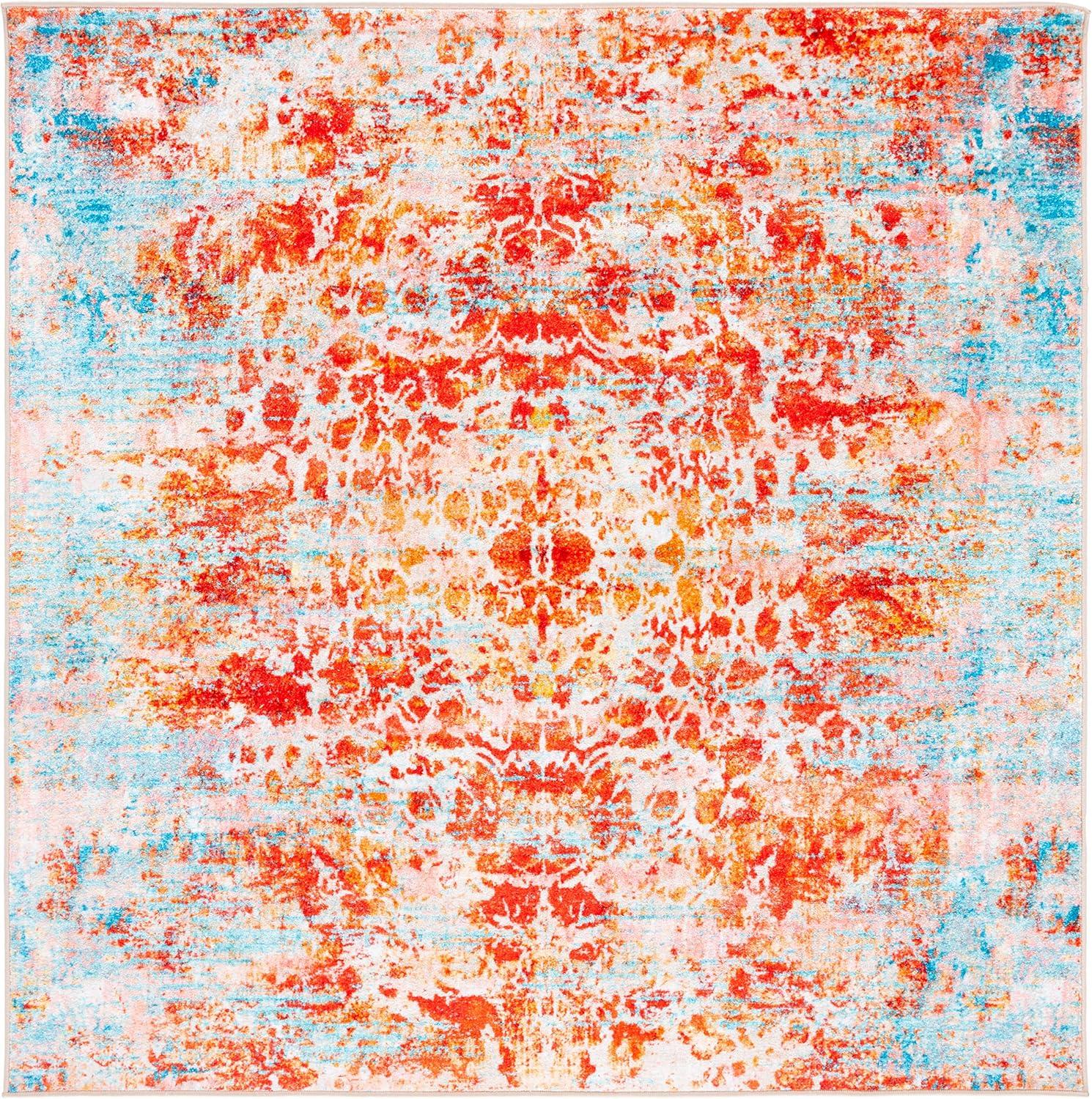 image:imageSAFAVIEH Bahia Collection Area Rug 55 x 77 Light Blue amp Red Boho Overdyed Design NonShedding amp Easy Care Machine Washable Ideal for High Traffic Areas in Living Room Bedroom BAH164JLight BlueRed