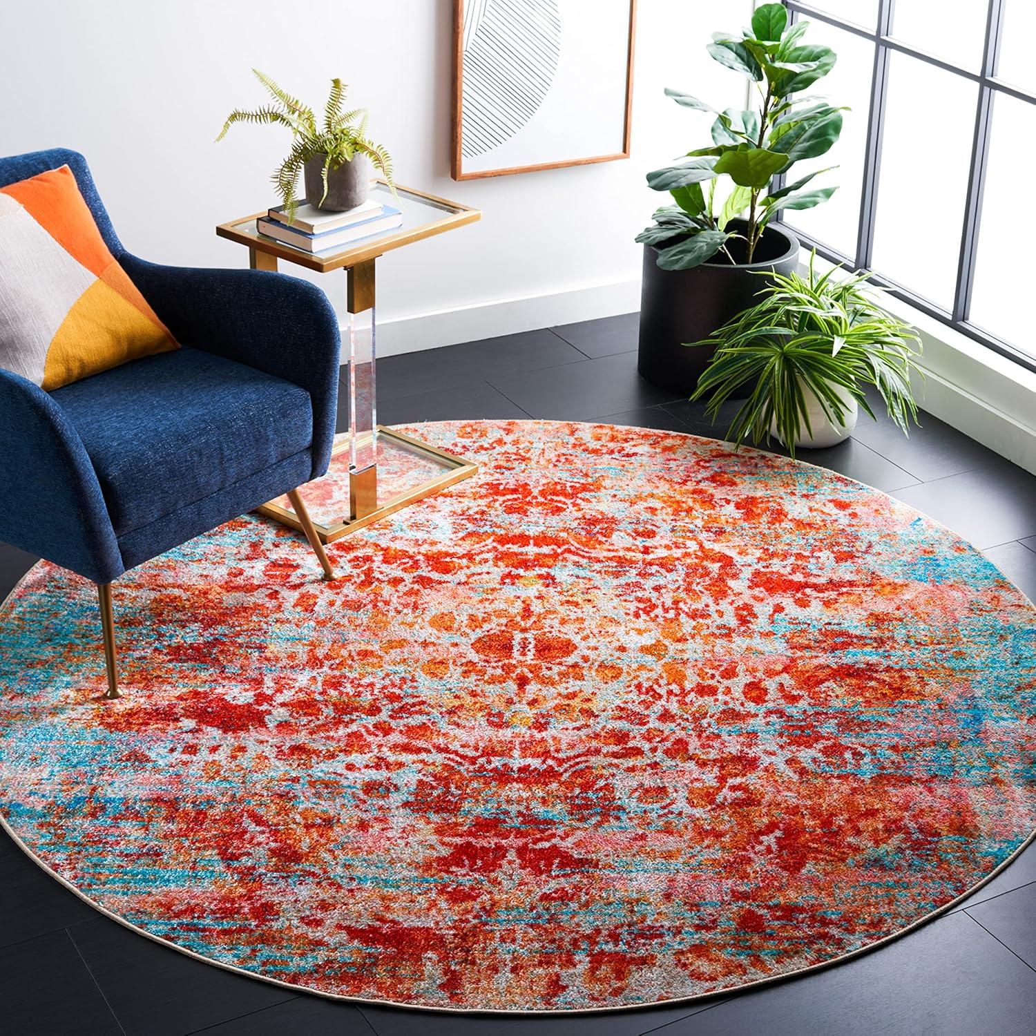 image:imageSAFAVIEH Bahia Collection Area Rug 55 x 77 Light Blue amp Red Boho Overdyed Design NonShedding amp Easy Care Machine Washable Ideal for High Traffic Areas in Living Room Bedroom BAH164JLight BlueRed
