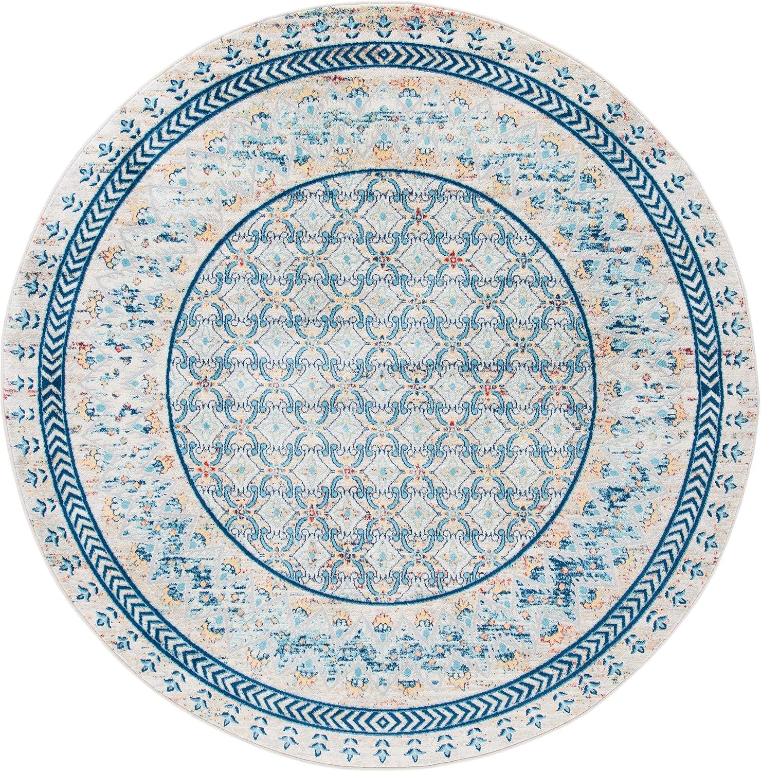 image:imageSAFAVIEH Brentwood Collection 8 x 10 Blue Yellow BNT899M Traditional Oriental Distressed NonShedding Living Room Bedroom Dining Home Office Area RugBlueYellow