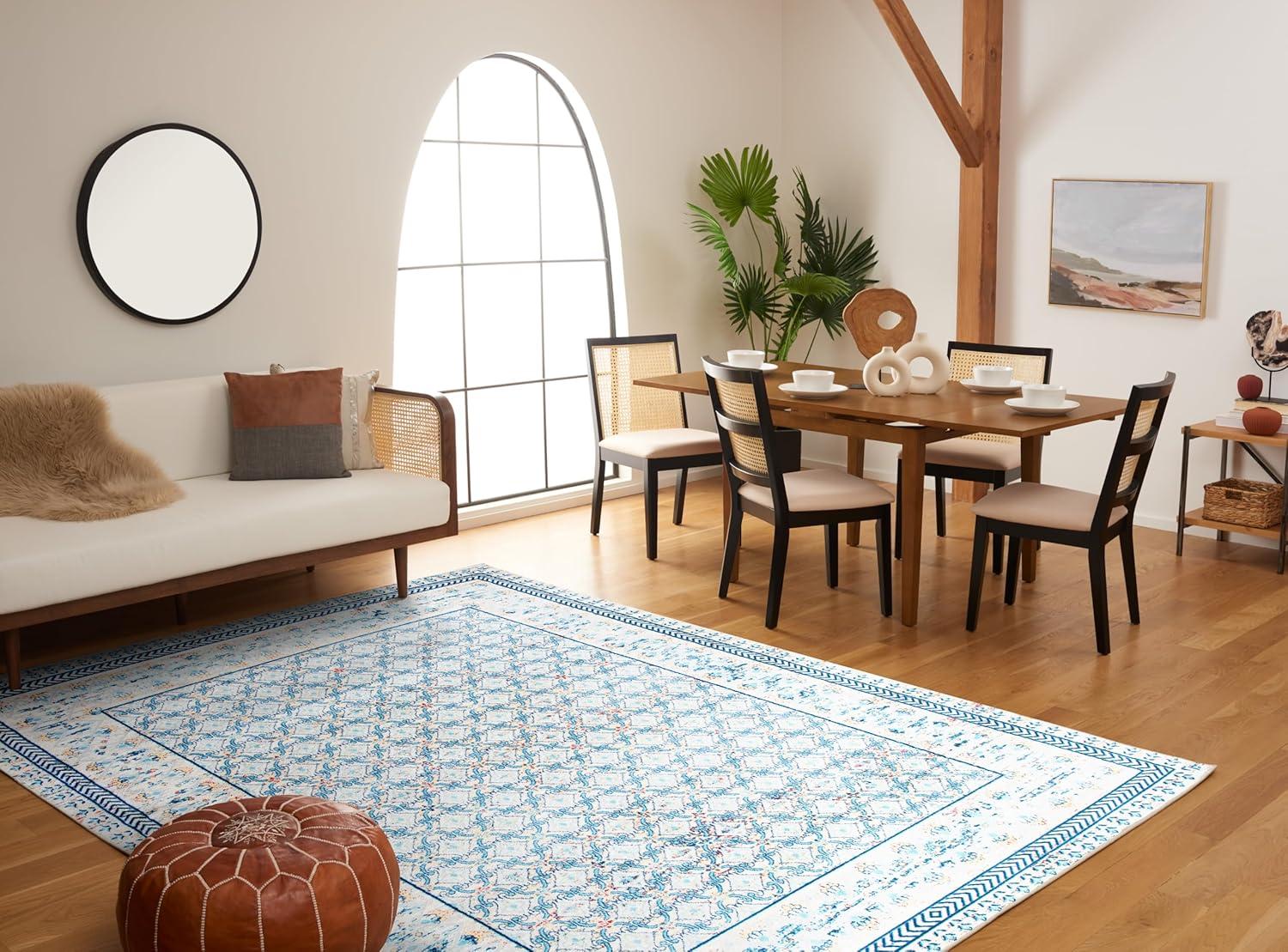 image:imageSAFAVIEH Brentwood Collection 8 x 10 Blue Yellow BNT899M Traditional Oriental Distressed NonShedding Living Room Bedroom Dining Home Office Area RugBlueYellow