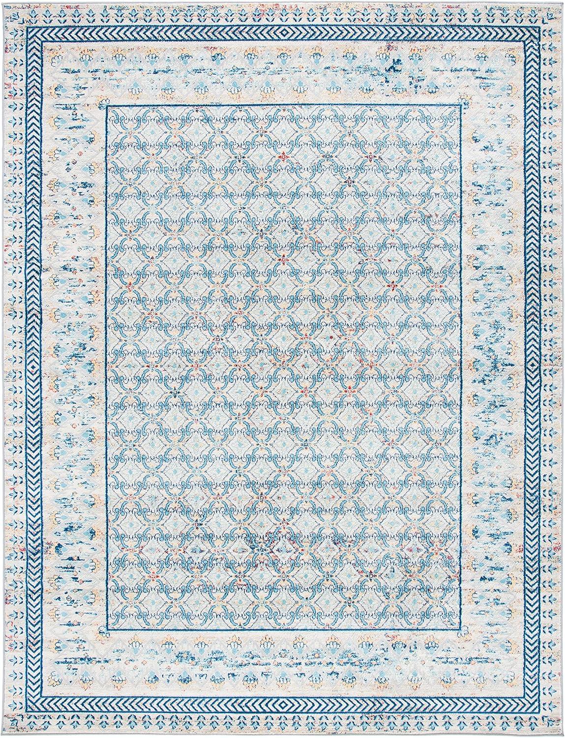 image:imageSAFAVIEH Brentwood Collection 8 x 10 Blue Yellow BNT899M Traditional Oriental Distressed NonShedding Living Room Bedroom Dining Home Office Area RugBlueYellow