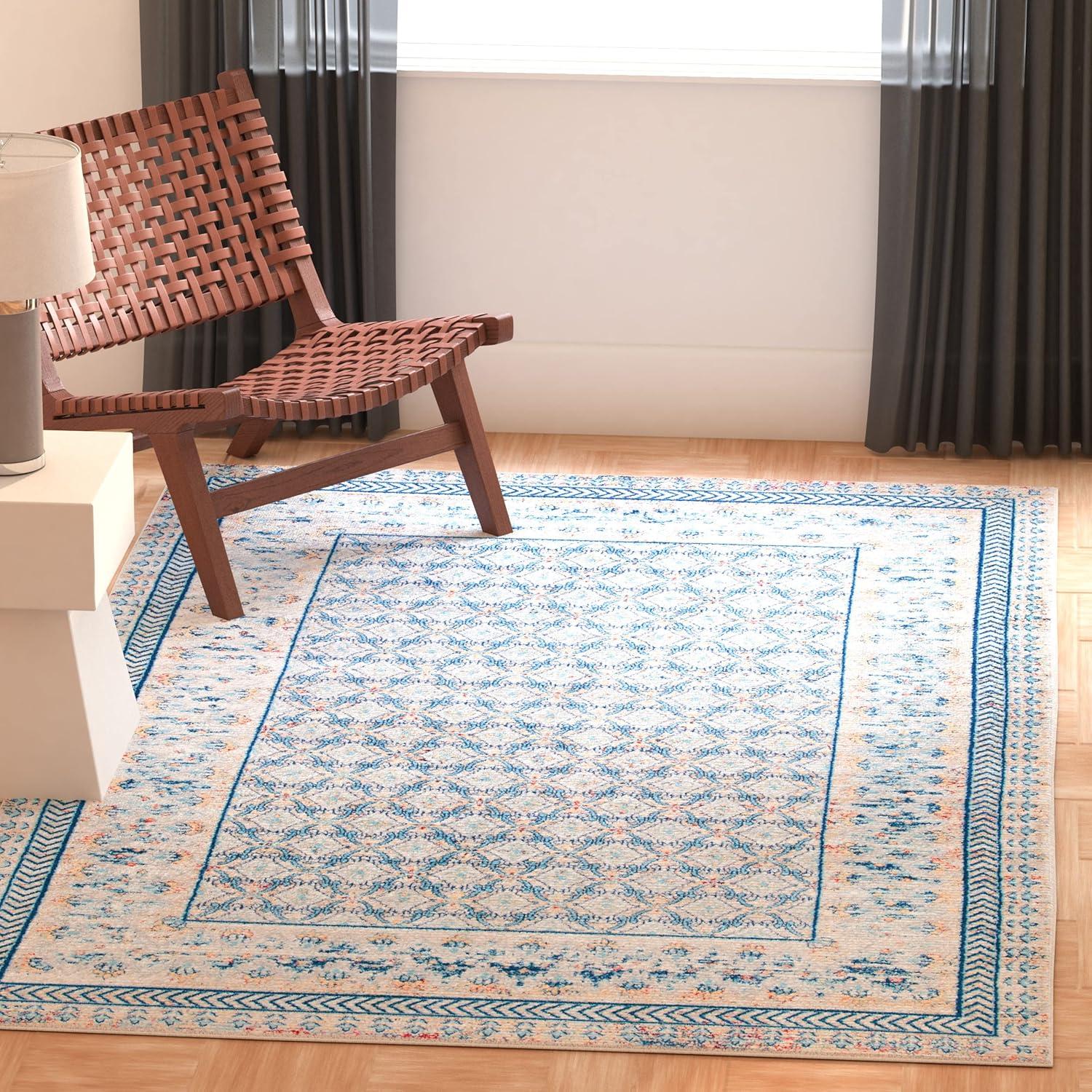 image:imageSAFAVIEH Brentwood Collection 8 x 10 Blue Yellow BNT899M Traditional Oriental Distressed NonShedding Living Room Bedroom Dining Home Office Area RugBlueYellow