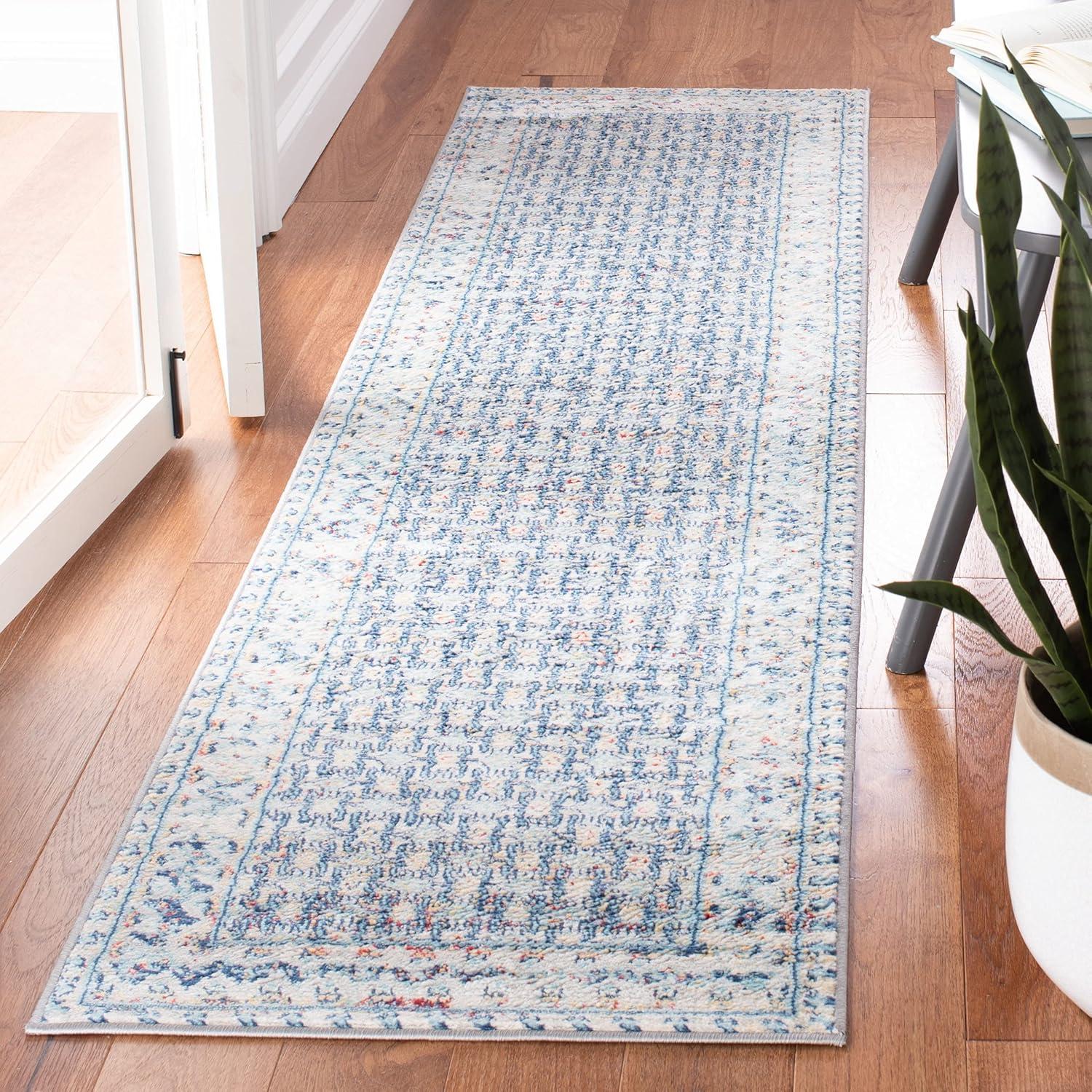 image:imageSAFAVIEH Brentwood Collection 8 x 10 Blue Yellow BNT899M Traditional Oriental Distressed NonShedding Living Room Bedroom Dining Home Office Area RugBlueYellow