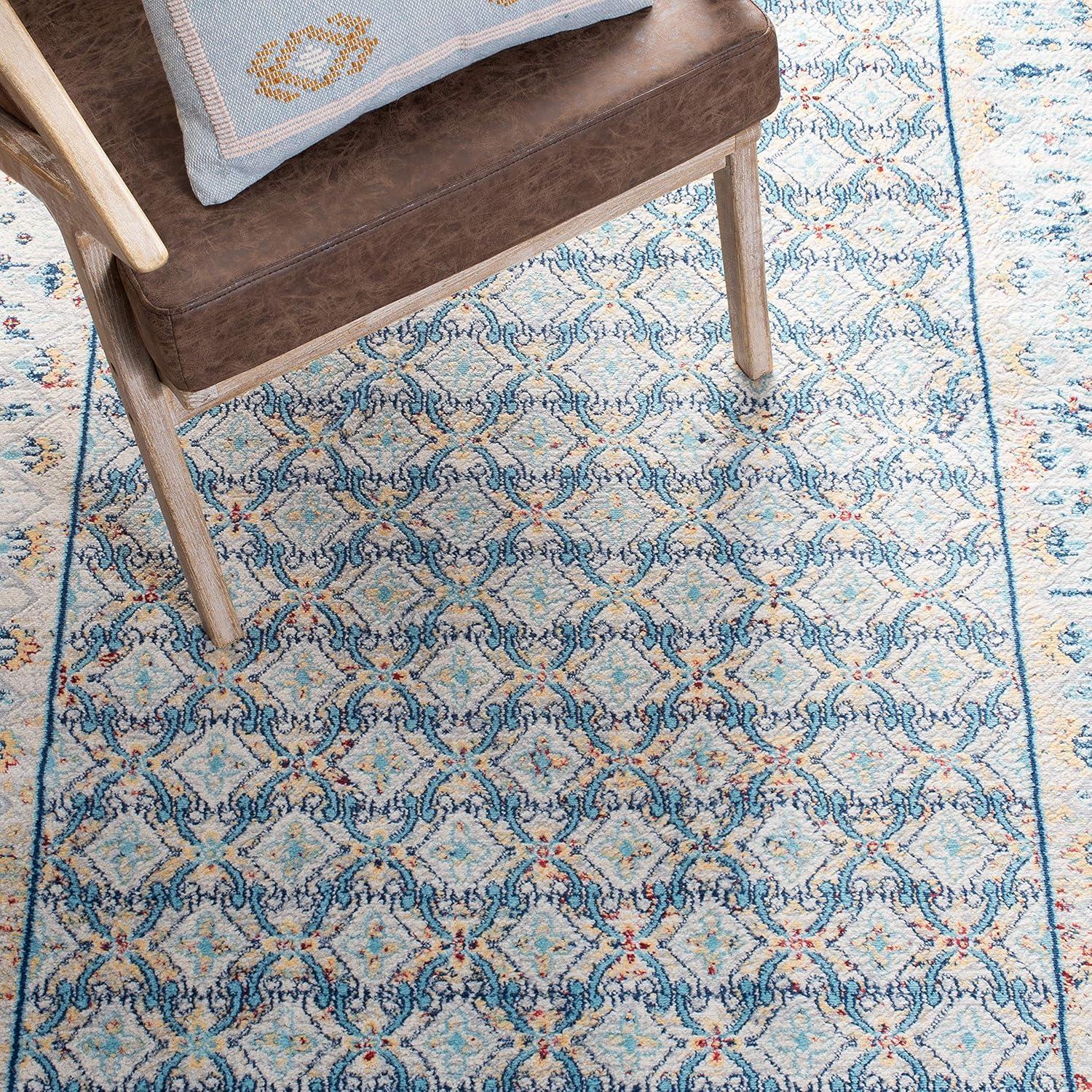 image:imageSAFAVIEH Brentwood Collection 8 x 10 Blue Yellow BNT899M Traditional Oriental Distressed NonShedding Living Room Bedroom Dining Home Office Area RugBlueYellow