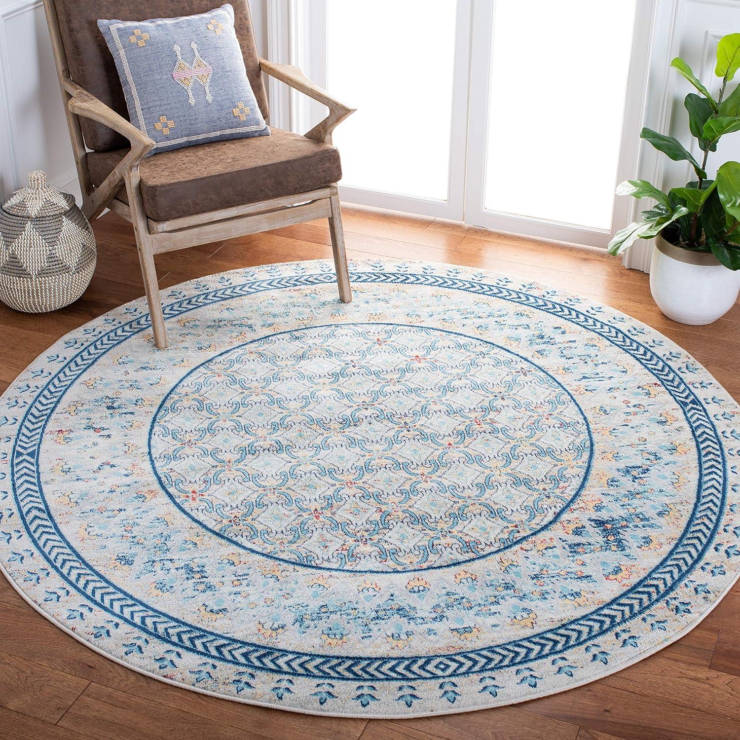 image:imageSAFAVIEH Brentwood Collection 8 x 10 Blue Yellow BNT899M Traditional Oriental Distressed NonShedding Living Room Bedroom Dining Home Office Area RugBlueYellow