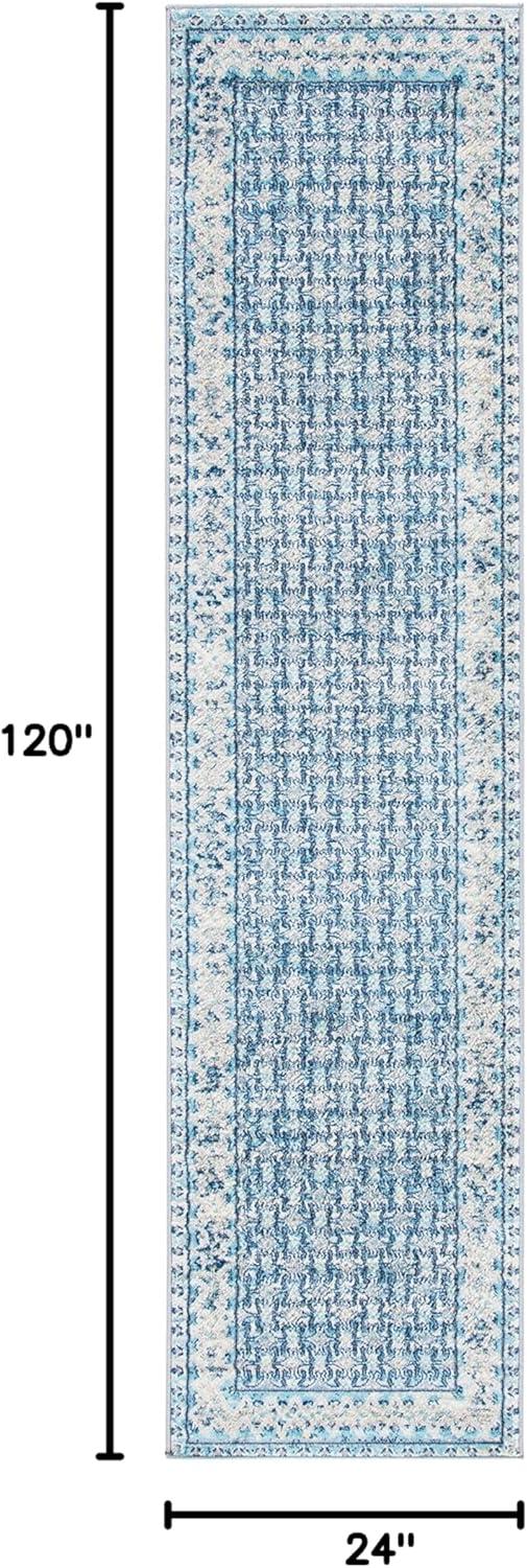 image:imageSAFAVIEH Brentwood Collection 8 x 10 Blue Yellow BNT899M Traditional Oriental Distressed NonShedding Living Room Bedroom Dining Home Office Area RugIvoryAqua