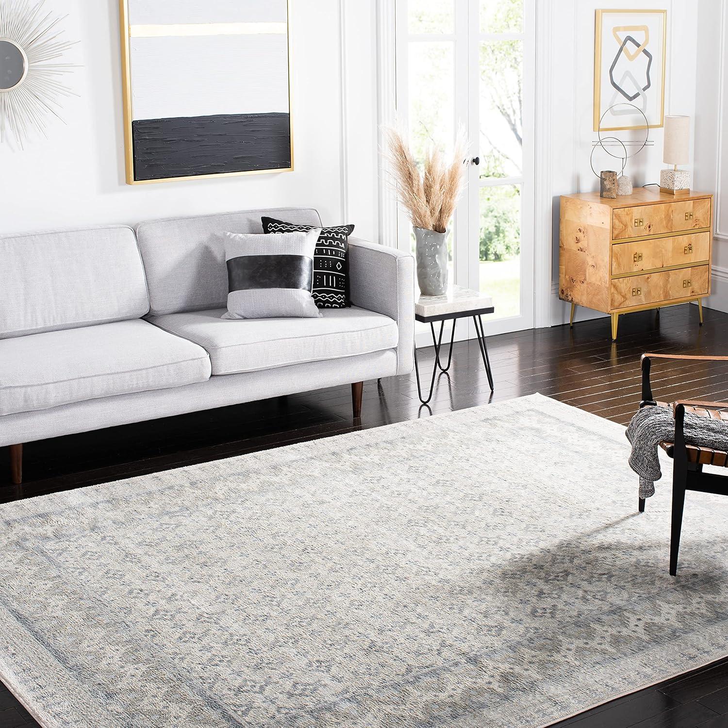 image:imageSAFAVIEH Brentwood Collection 8 x 10 Blue Yellow BNT899M Traditional Oriental Distressed NonShedding Living Room Bedroom Dining Home Office Area RugIvoryGrey