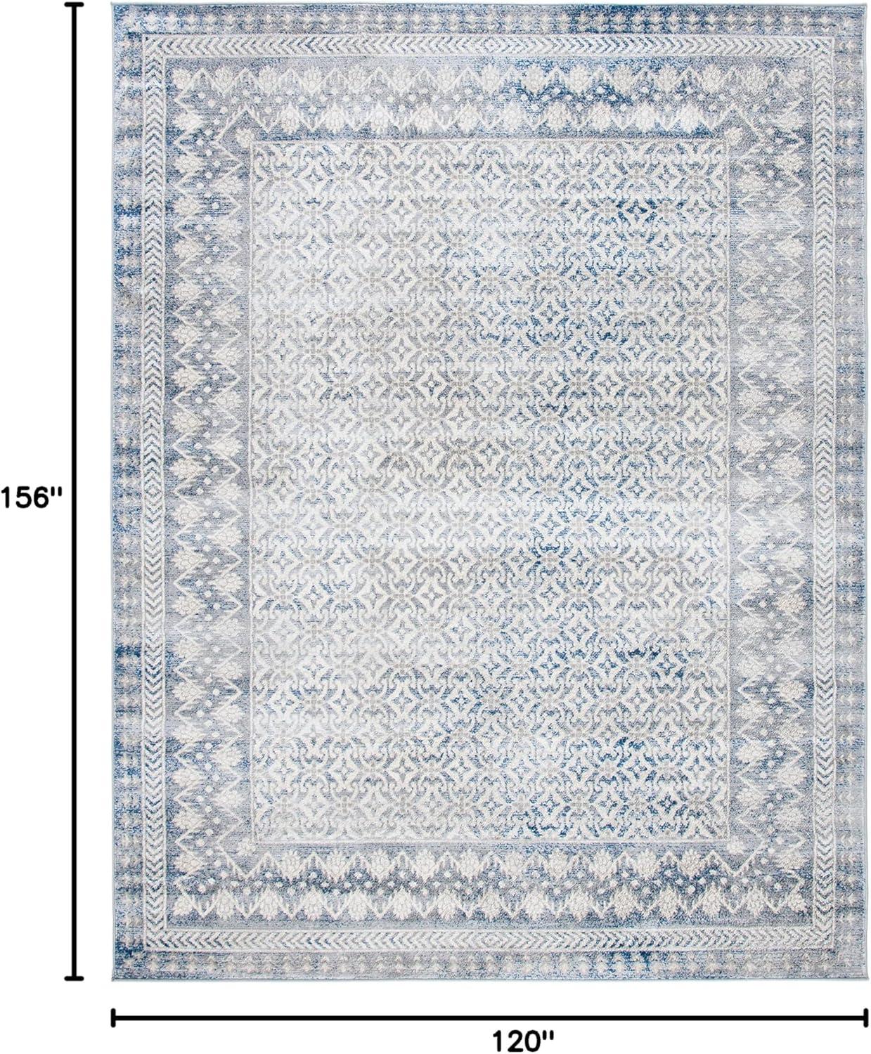 image:imageSAFAVIEH Brentwood Collection 8 x 10 Blue Yellow BNT899M Traditional Oriental Distressed NonShedding Living Room Bedroom Dining Home Office Area RugIvoryLight Grey