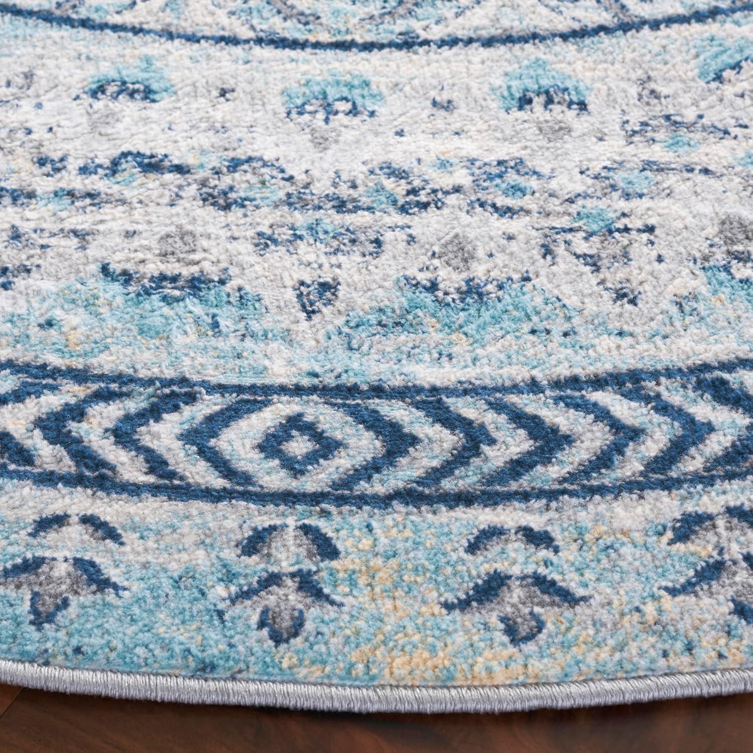 image:imageSAFAVIEH Brentwood Collection 8 x 10 Blue Yellow BNT899M Traditional Oriental Distressed NonShedding Living Room Bedroom Dining Home Office Area RugIvoryAqua