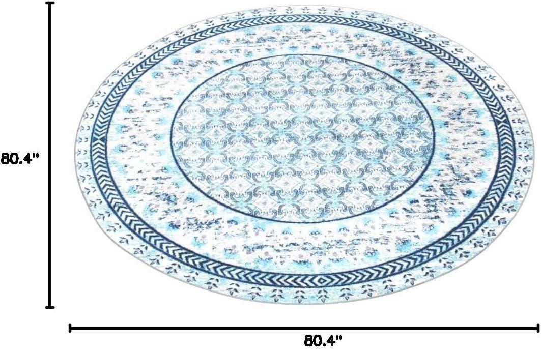 image:imageSAFAVIEH Brentwood Collection 8 x 10 Blue Yellow BNT899M Traditional Oriental Distressed NonShedding Living Room Bedroom Dining Home Office Area RugIvoryAqua