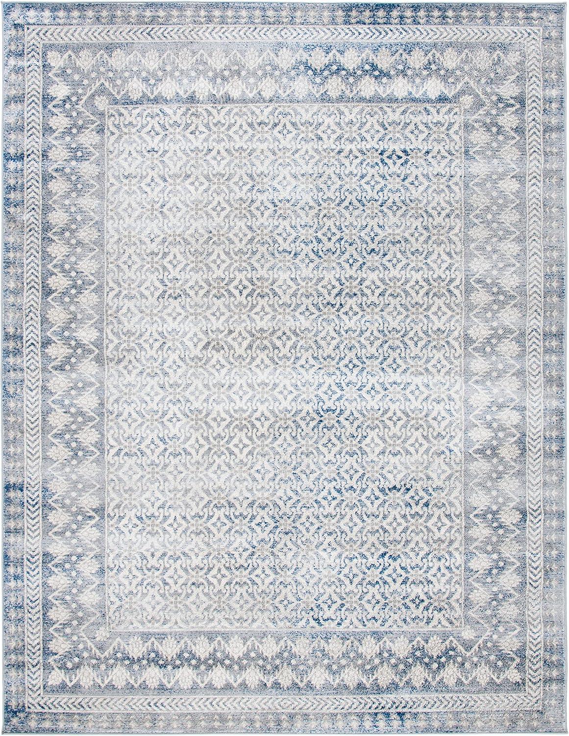 image:imageSAFAVIEH Brentwood Collection 8 x 10 Blue Yellow BNT899M Traditional Oriental Distressed NonShedding Living Room Bedroom Dining Home Office Area RugIvoryLight Grey