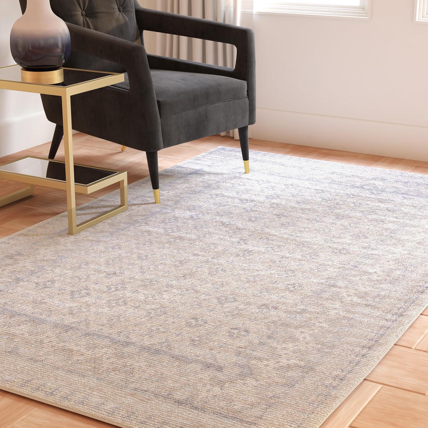 image:imageSAFAVIEH Brentwood Collection 8 x 10 Blue Yellow BNT899M Traditional Oriental Distressed NonShedding Living Room Bedroom Dining Home Office Area RugIvoryGrey