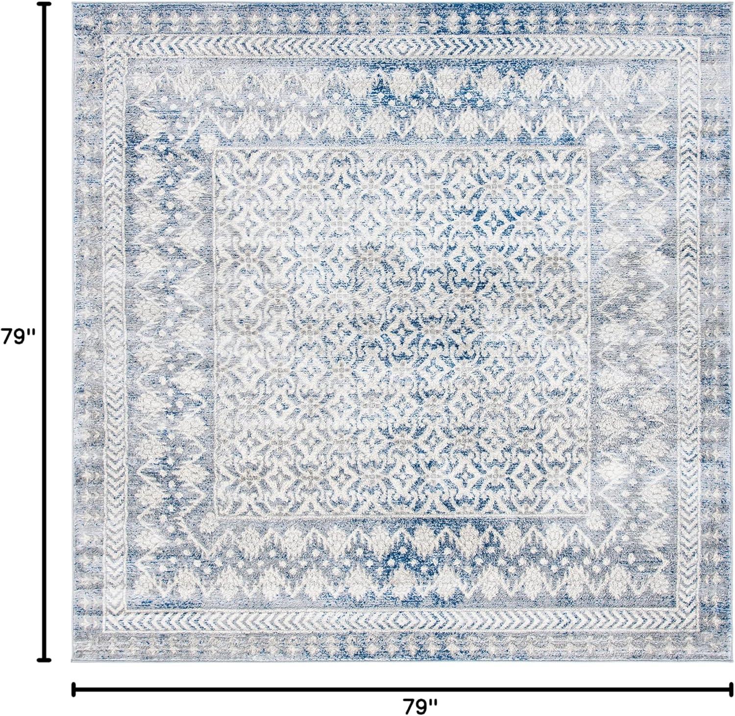 image:imageSAFAVIEH Brentwood Collection 8 x 10 Blue Yellow BNT899M Traditional Oriental Distressed NonShedding Living Room Bedroom Dining Home Office Area RugIvoryLight Grey