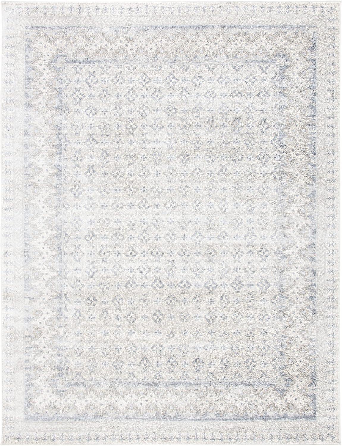 image:imageSAFAVIEH Brentwood Collection 8 x 10 Blue Yellow BNT899M Traditional Oriental Distressed NonShedding Living Room Bedroom Dining Home Office Area RugIvoryGrey
