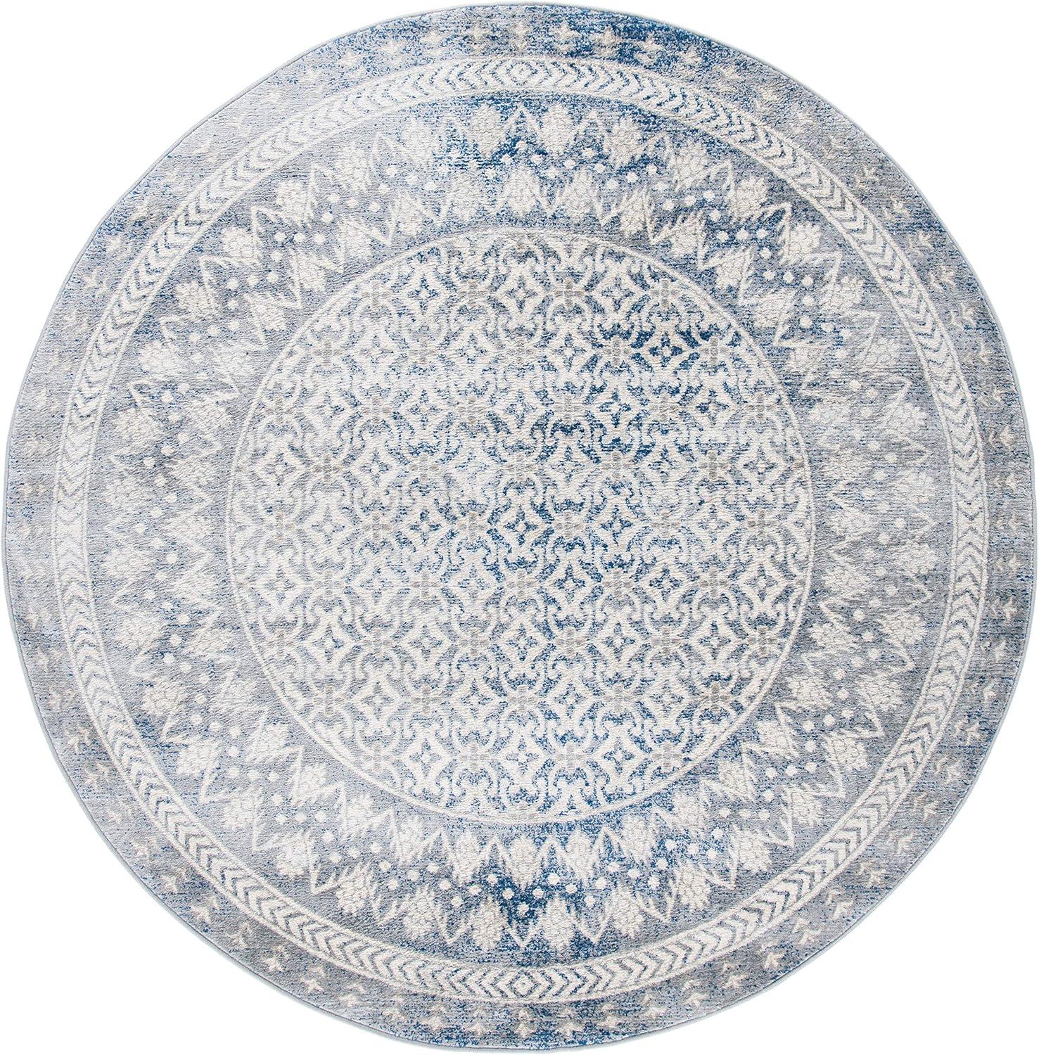 image:imageSAFAVIEH Brentwood Collection 8 x 10 Blue Yellow BNT899M Traditional Oriental Distressed NonShedding Living Room Bedroom Dining Home Office Area RugIvoryLight Grey