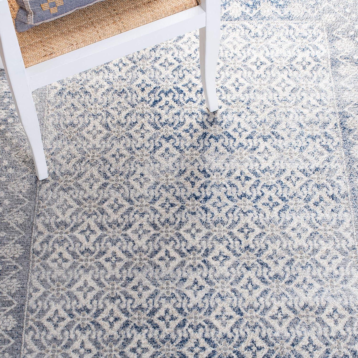 image:imageSAFAVIEH Brentwood Collection 8 x 10 Blue Yellow BNT899M Traditional Oriental Distressed NonShedding Living Room Bedroom Dining Home Office Area RugIvoryLight Grey