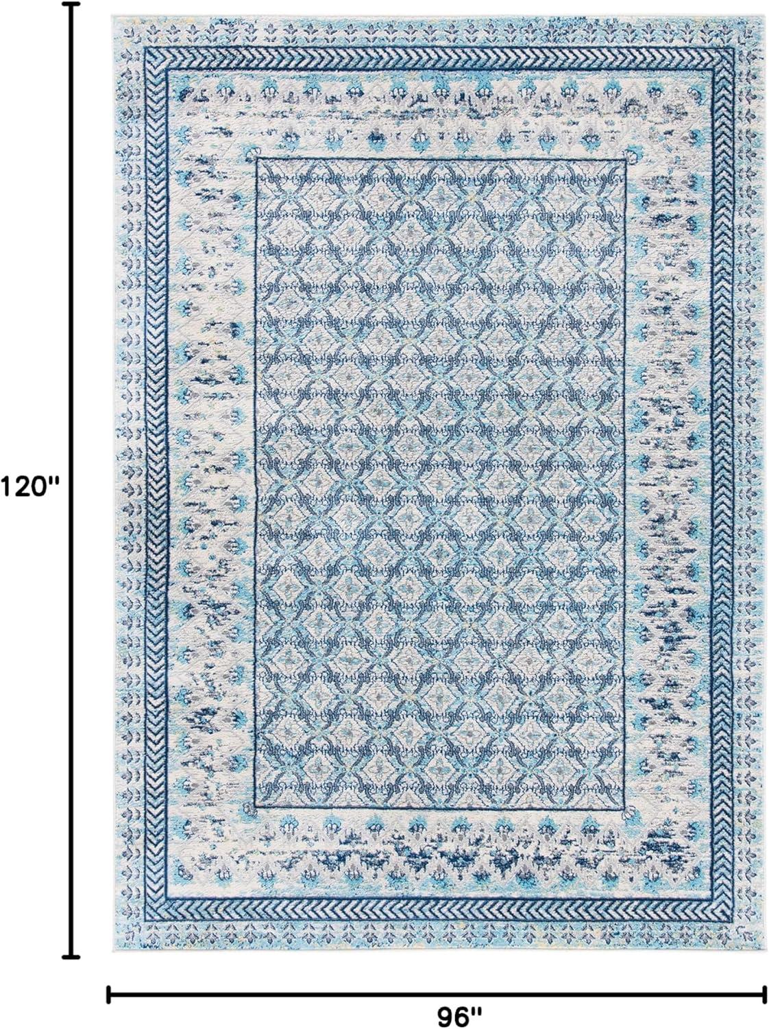 image:imageSAFAVIEH Brentwood Collection 8 x 10 Blue Yellow BNT899M Traditional Oriental Distressed NonShedding Living Room Bedroom Dining Home Office Area RugIvoryAqua