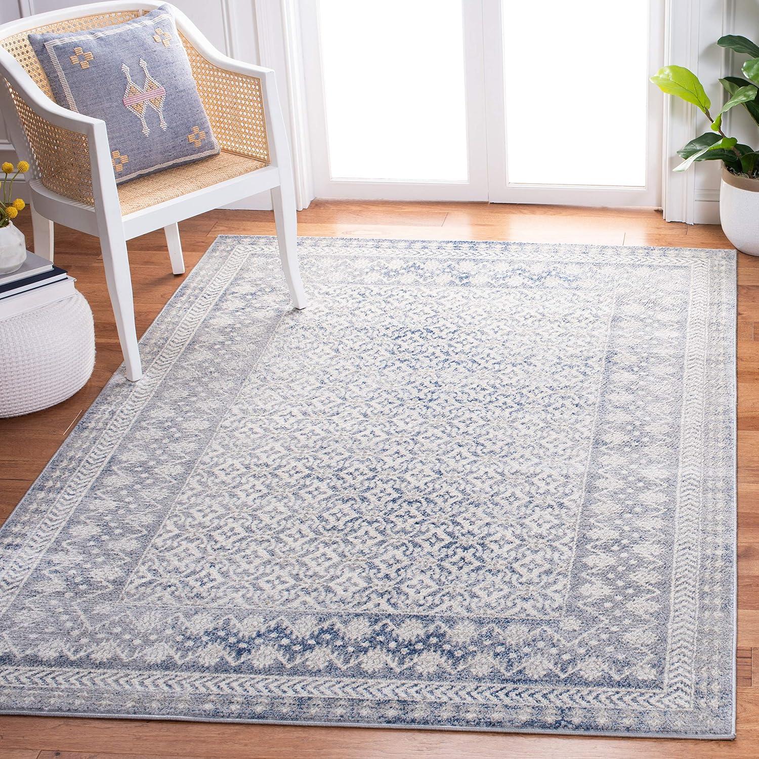 image:imageSAFAVIEH Brentwood Collection 8 x 10 Blue Yellow BNT899M Traditional Oriental Distressed NonShedding Living Room Bedroom Dining Home Office Area RugIvoryLight Grey