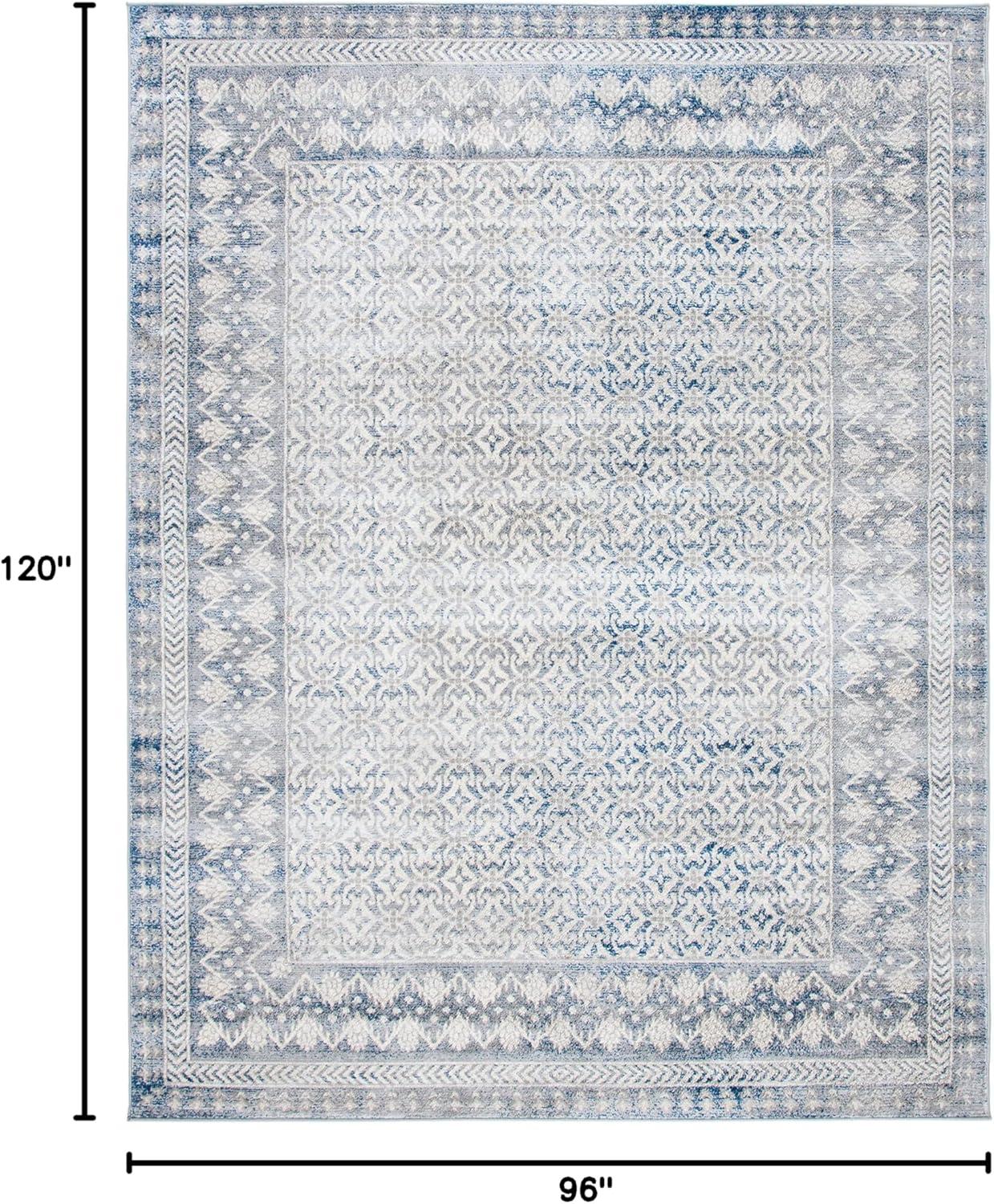 image:imageSAFAVIEH Brentwood Collection 8 x 10 Blue Yellow BNT899M Traditional Oriental Distressed NonShedding Living Room Bedroom Dining Home Office Area RugIvoryLight Grey