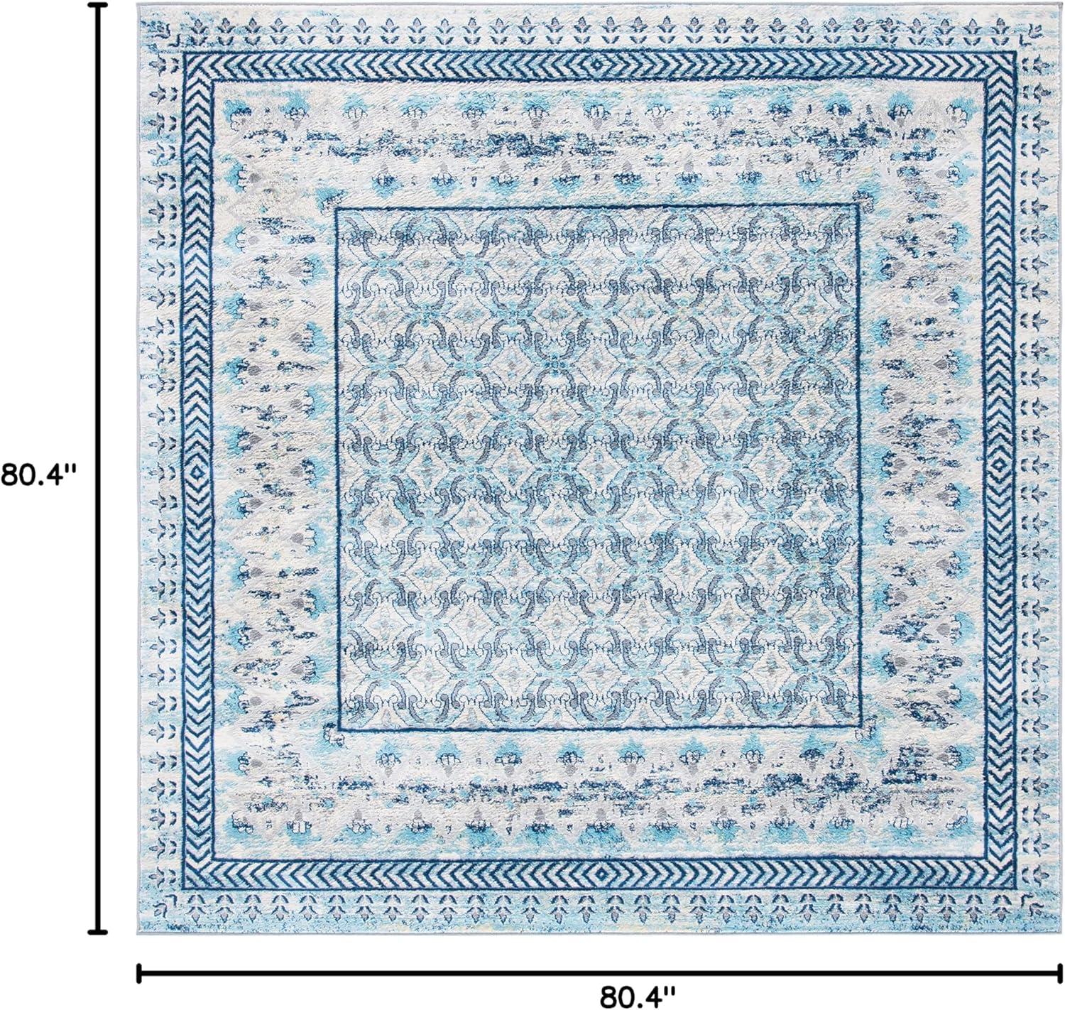 image:imageSAFAVIEH Brentwood Collection 8 x 10 Blue Yellow BNT899M Traditional Oriental Distressed NonShedding Living Room Bedroom Dining Home Office Area RugIvoryAqua