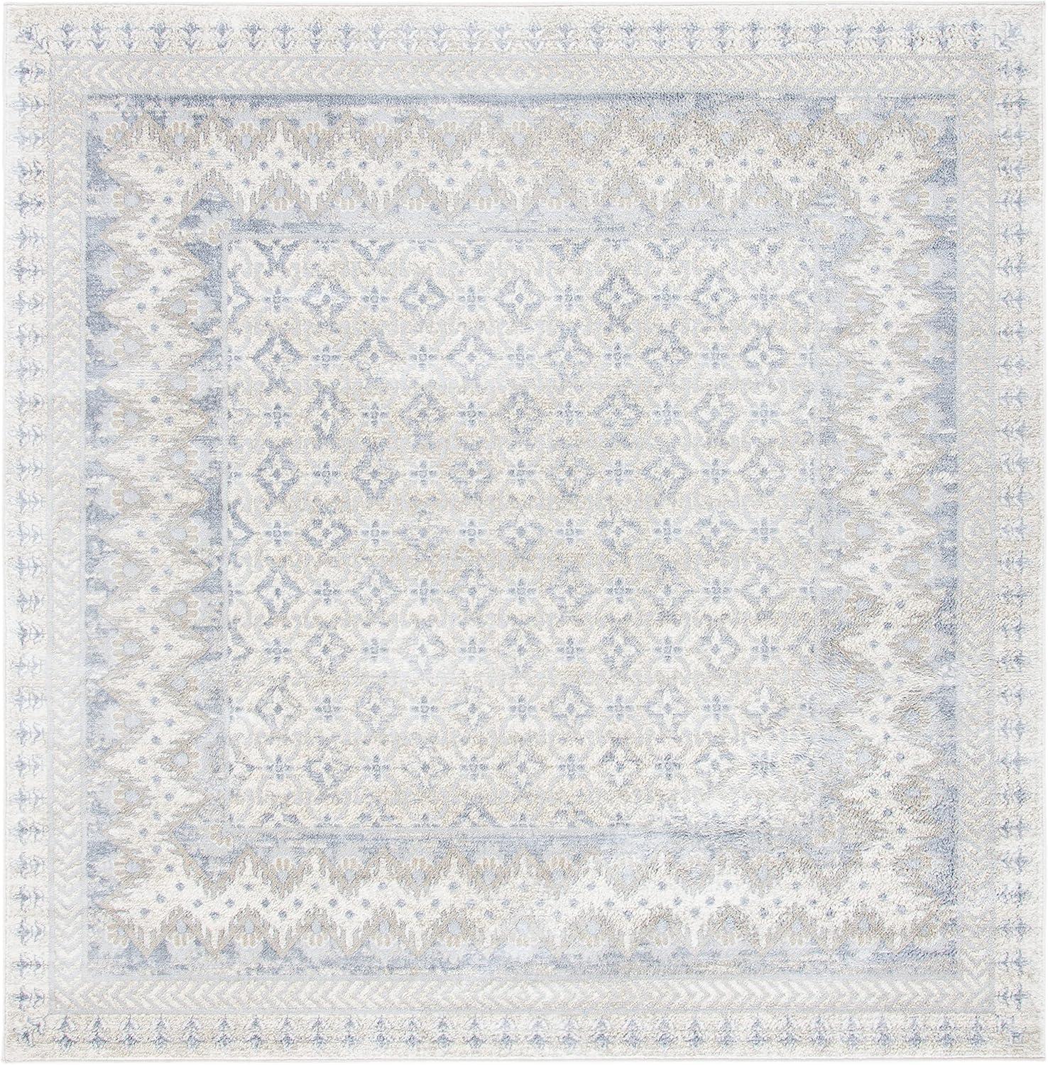 image:imageSAFAVIEH Brentwood Collection 8 x 10 Blue Yellow BNT899M Traditional Oriental Distressed NonShedding Living Room Bedroom Dining Home Office Area RugIvoryGrey
