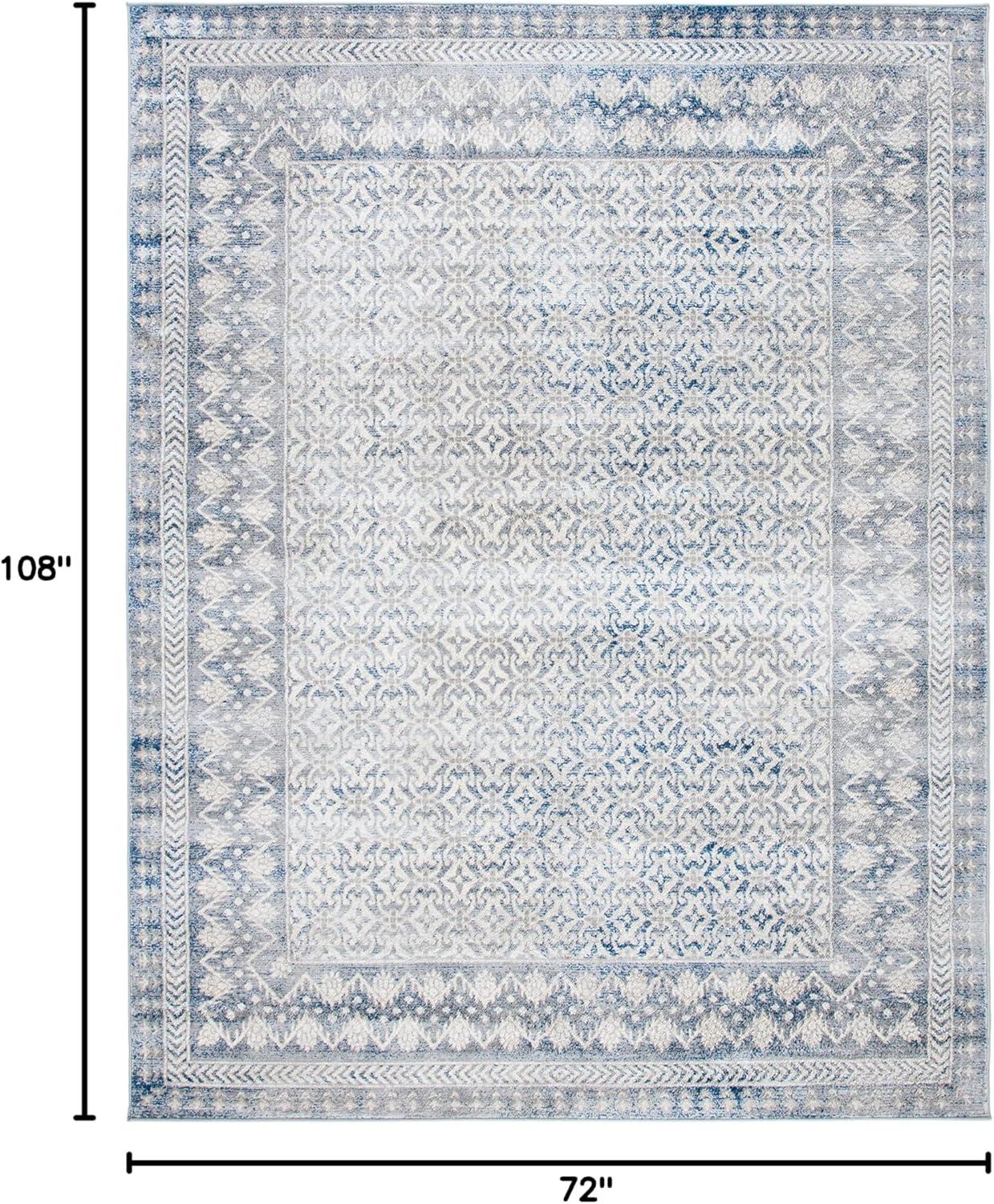 image:imageSAFAVIEH Brentwood Collection 8 x 10 Blue Yellow BNT899M Traditional Oriental Distressed NonShedding Living Room Bedroom Dining Home Office Area RugIvoryLight Grey