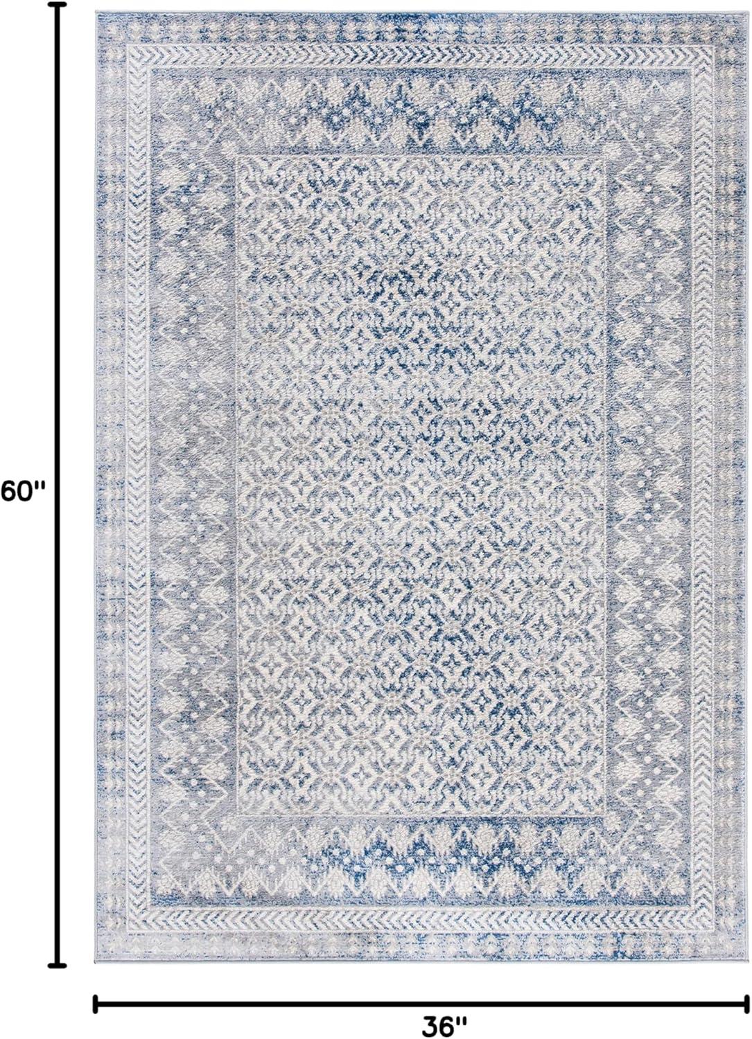 image:imageSAFAVIEH Brentwood Collection 8 x 10 Blue Yellow BNT899M Traditional Oriental Distressed NonShedding Living Room Bedroom Dining Home Office Area RugIvoryLight Grey