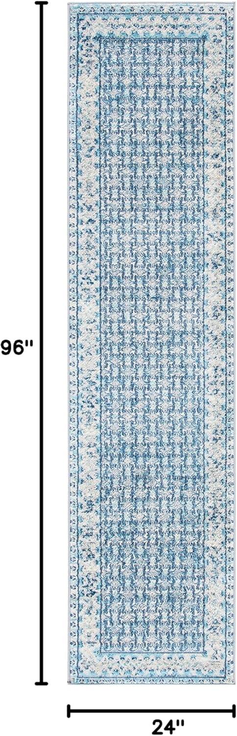 image:imageSAFAVIEH Brentwood Collection 8 x 10 Blue Yellow BNT899M Traditional Oriental Distressed NonShedding Living Room Bedroom Dining Home Office Area RugIvoryAqua