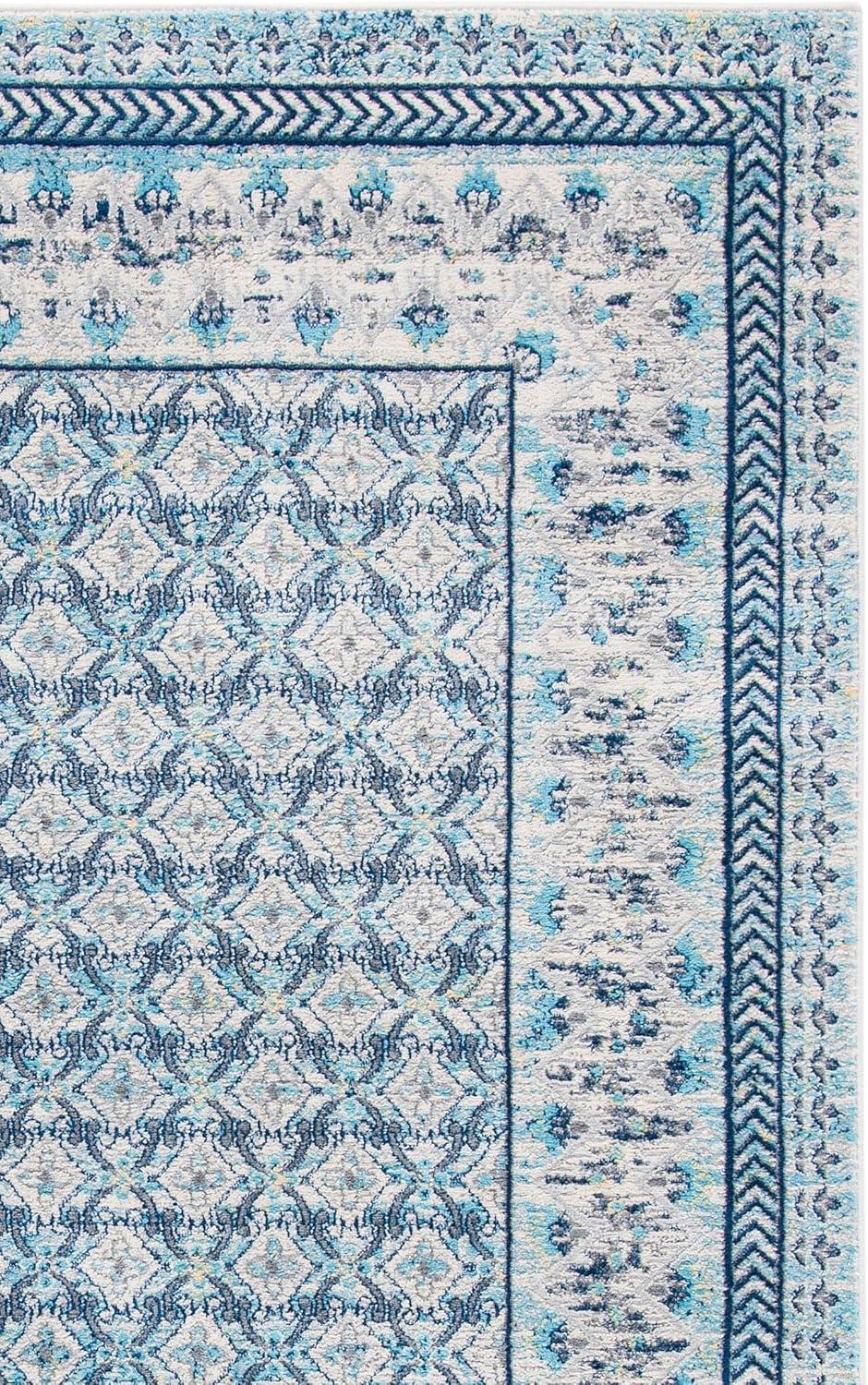 image:imageSAFAVIEH Brentwood Collection 8 x 10 Blue Yellow BNT899M Traditional Oriental Distressed NonShedding Living Room Bedroom Dining Home Office Area RugIvoryAqua