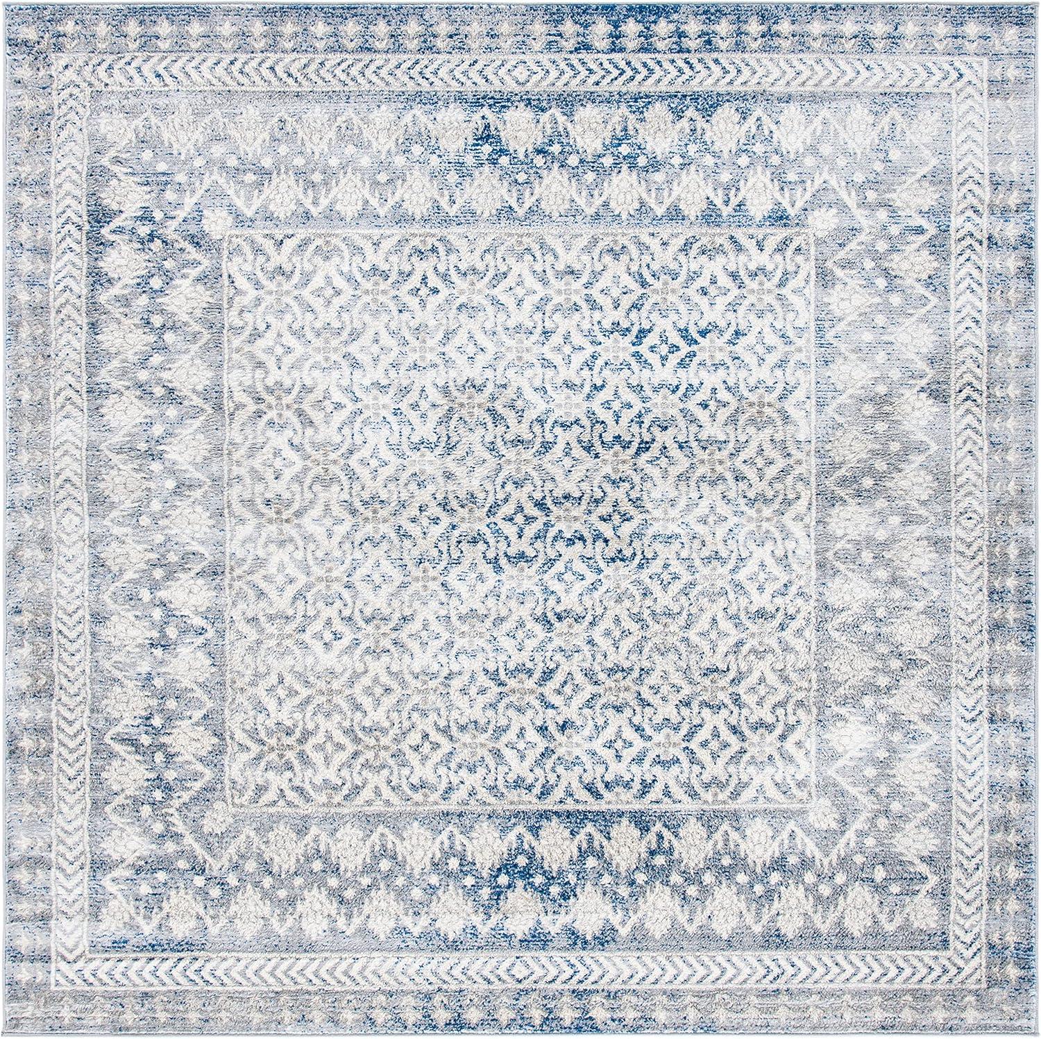 image:imageSAFAVIEH Brentwood Collection 8 x 10 Blue Yellow BNT899M Traditional Oriental Distressed NonShedding Living Room Bedroom Dining Home Office Area RugIvoryLight Grey