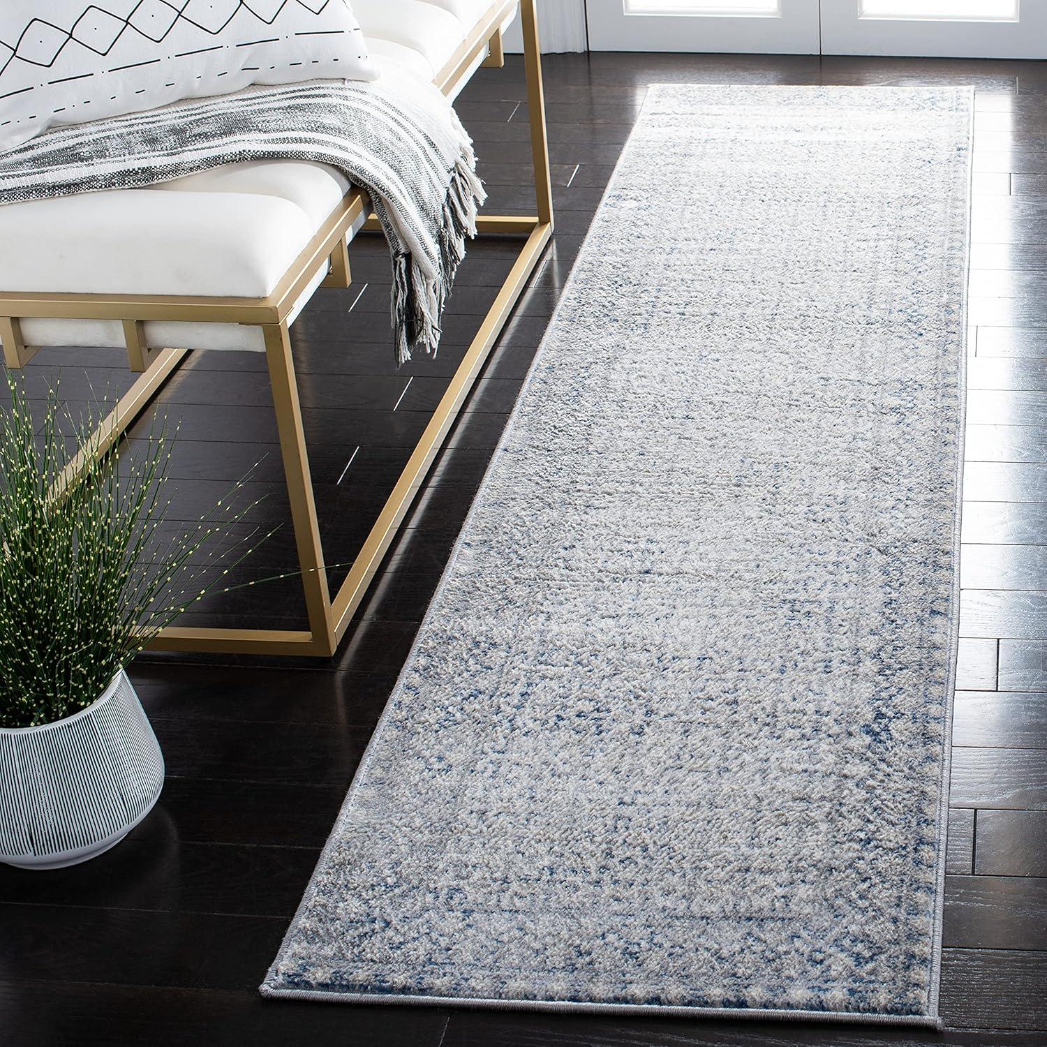 image:imageSAFAVIEH Brentwood Collection 8 x 10 Blue Yellow BNT899M Traditional Oriental Distressed NonShedding Living Room Bedroom Dining Home Office Area RugIvoryLight Grey