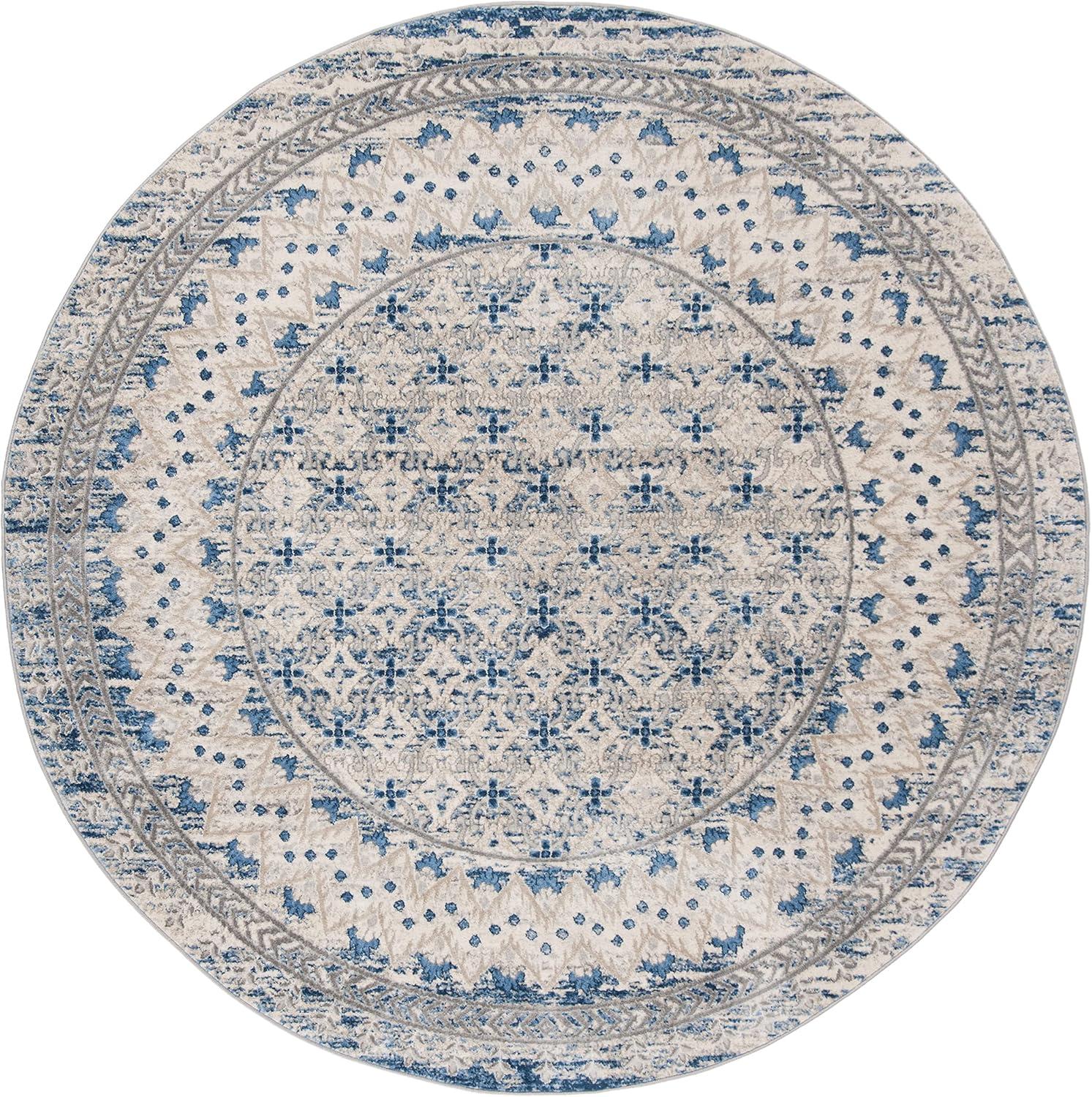 image:imageSAFAVIEH Brentwood Collection 8 x 10 Blue Yellow BNT899M Traditional Oriental Distressed NonShedding Living Room Bedroom Dining Home Office Area RugLight Grey Blue